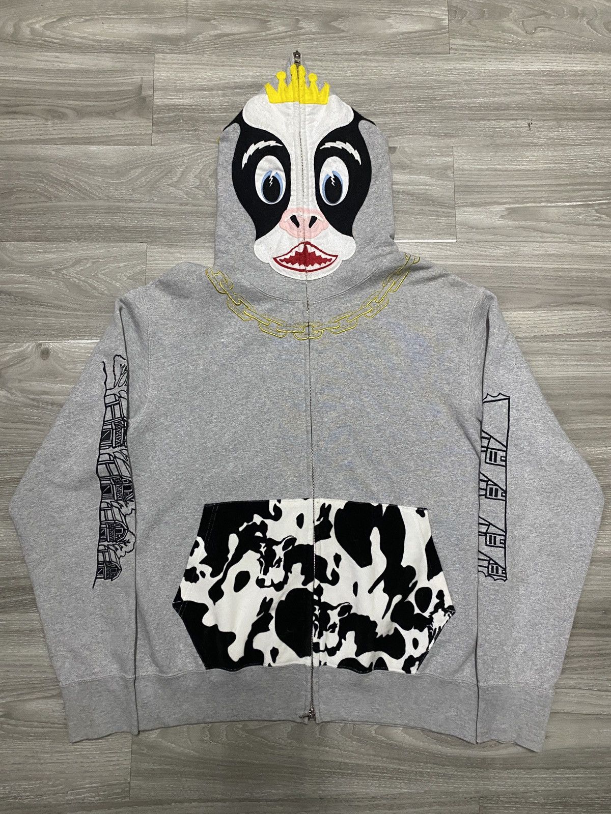RARE - BAPE HOLSTEIN COW CAMO FULL ZIP HOODIE AOYAMA