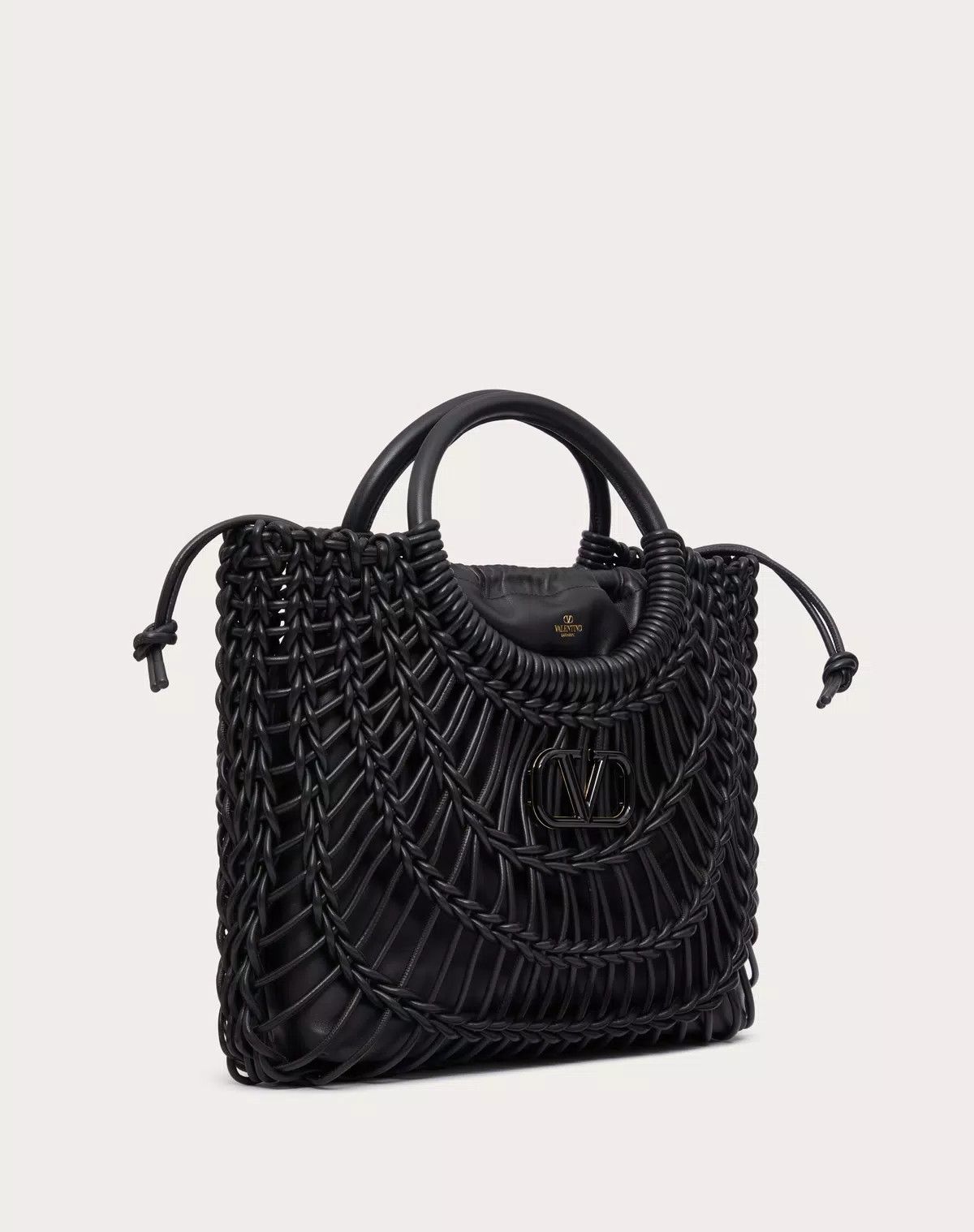 Valentino oc11z0725 Size:OS/Allknots Woven Leather Shopper in Black Size ONE SIZE - 2 Thumbnail