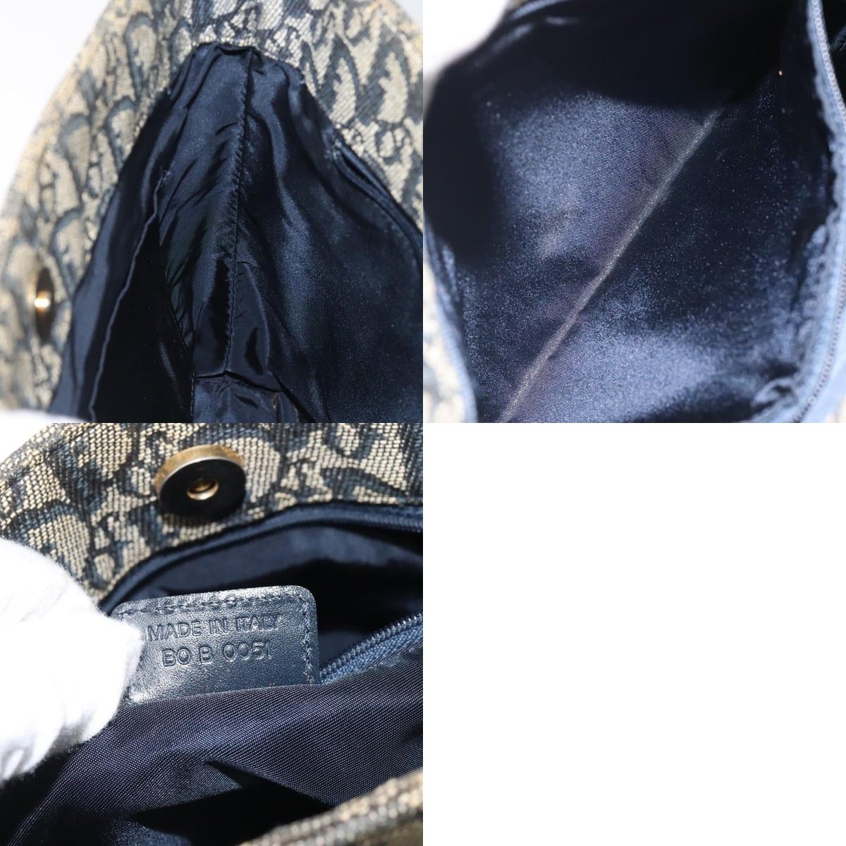 Dior DIOR Trotter Canvas Hand Bag Navy Gold Size ONE SIZE - 12 Thumbnail