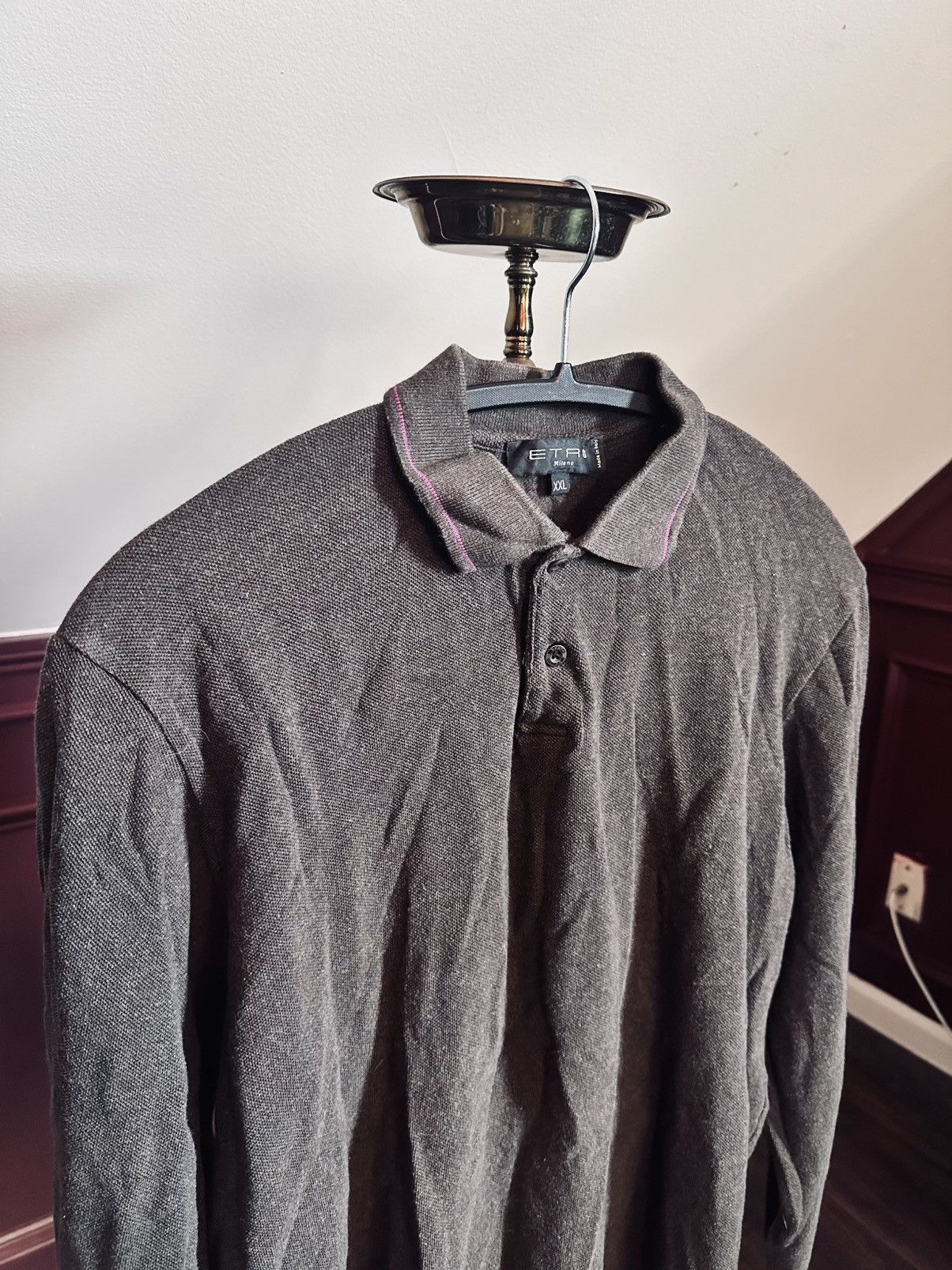 Etro ETRO long sleeve cotton pique Italian polo shirt Size US M / EU 48-50 / 2 - 2 Thumbnail