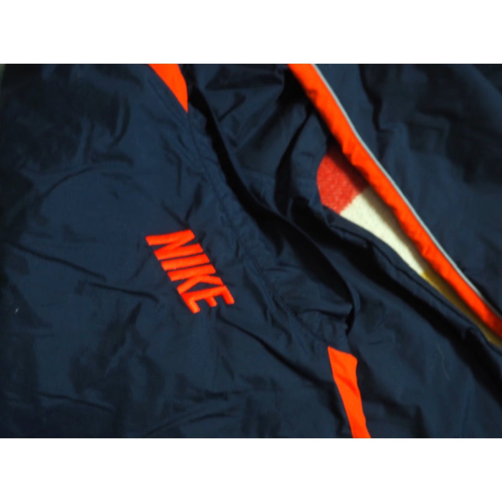Nike VINTAGE Nike Navy Blue Orange Full Zip Nylon Mini Swoosh Jacket Mens 2XL Size US XXL / EU 58 / 5 - 3 Thumbnail