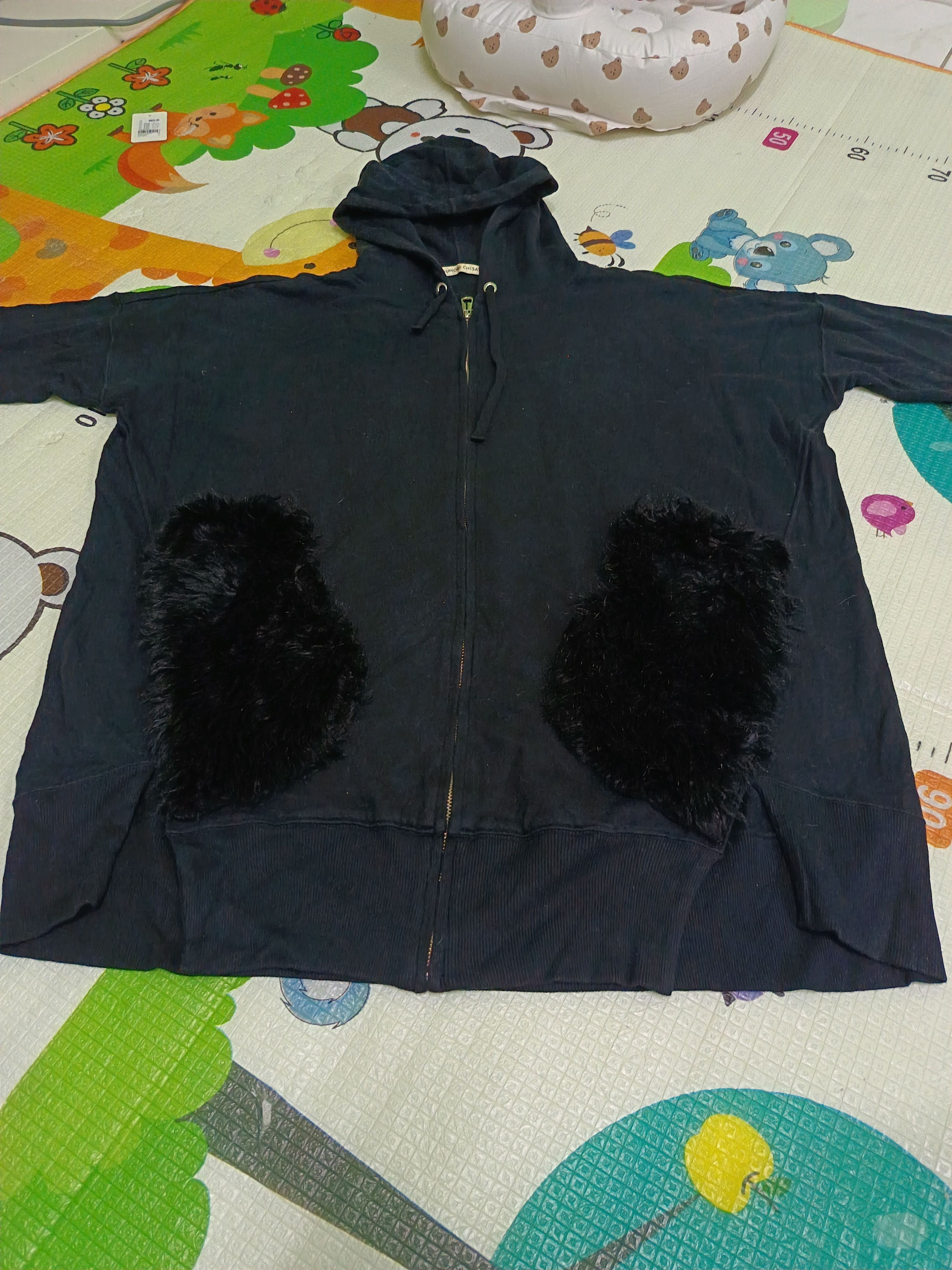 Issey Miyake Vintage Tsumori Chisato Fur Pocket Black Hoodie Size US M / EU 48-50 / 2 - 2 Thumbnail