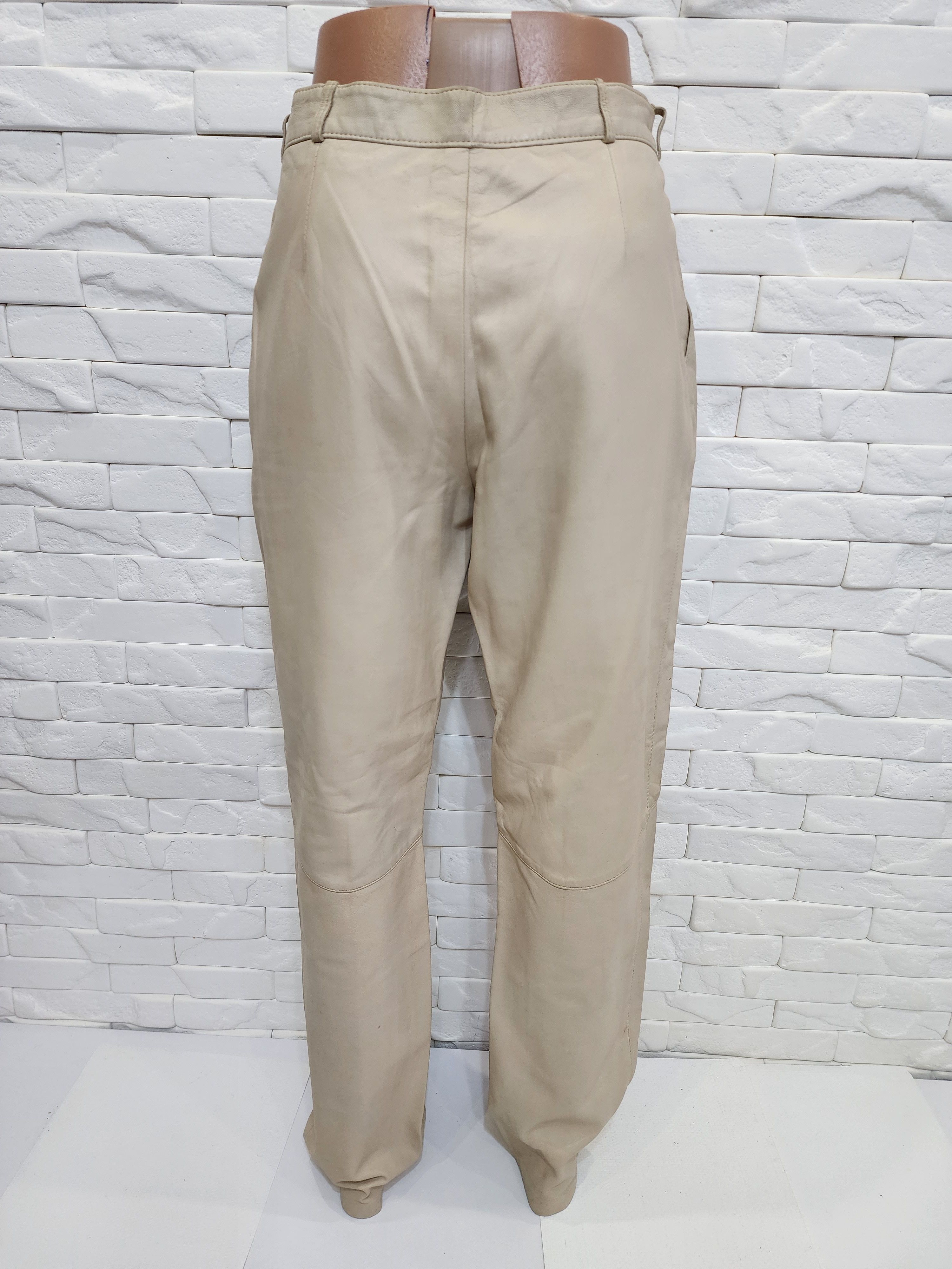 Other Beige women's leather pants. Size 27" / US 4 / IT 40 - 4 Thumbnail