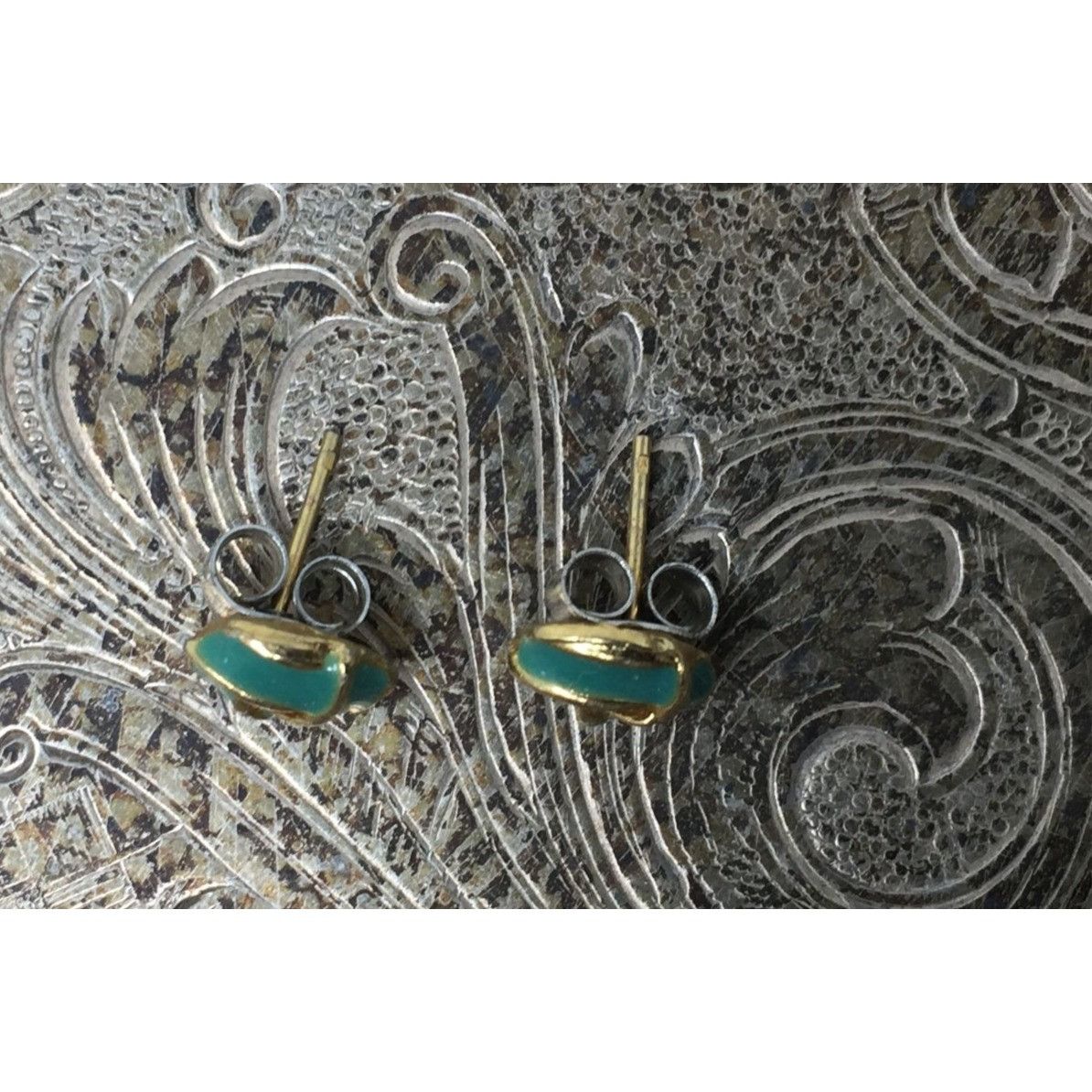 Other Women's Gold And Teal Colored Knot Earring with backs Size ONE SIZE - 3 Thumbnail