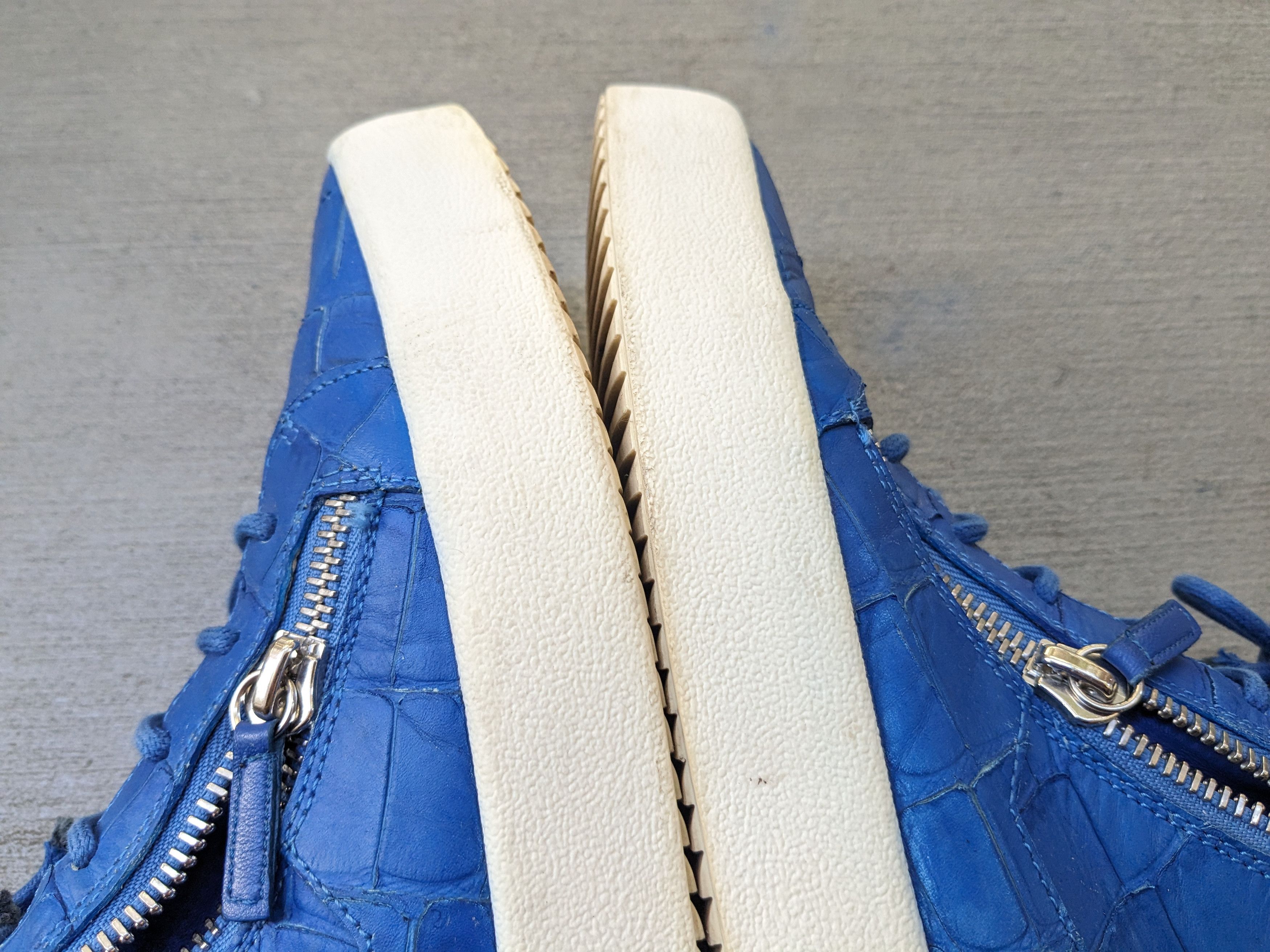 Designer Giuseppe Zanotti High Tops Blue 11 44 Croc Embossed Leather Size US 11 / EU 44 - 6 Thumbnail
