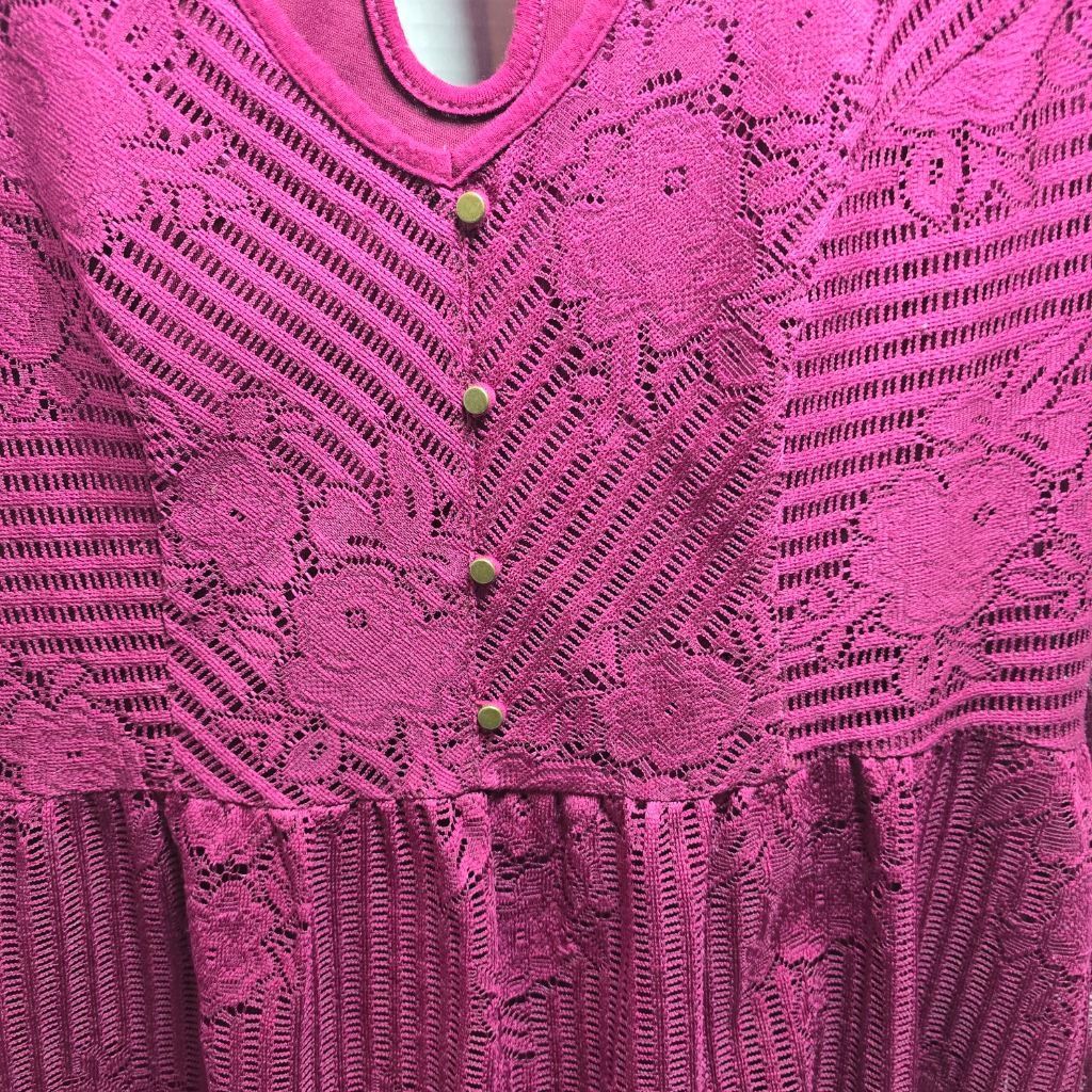 Maurice Lacroix Women's Maurices Magenta Lace Long Sleeve Dress S Size S / US 4 / IT 40 - 2 Thumbnail