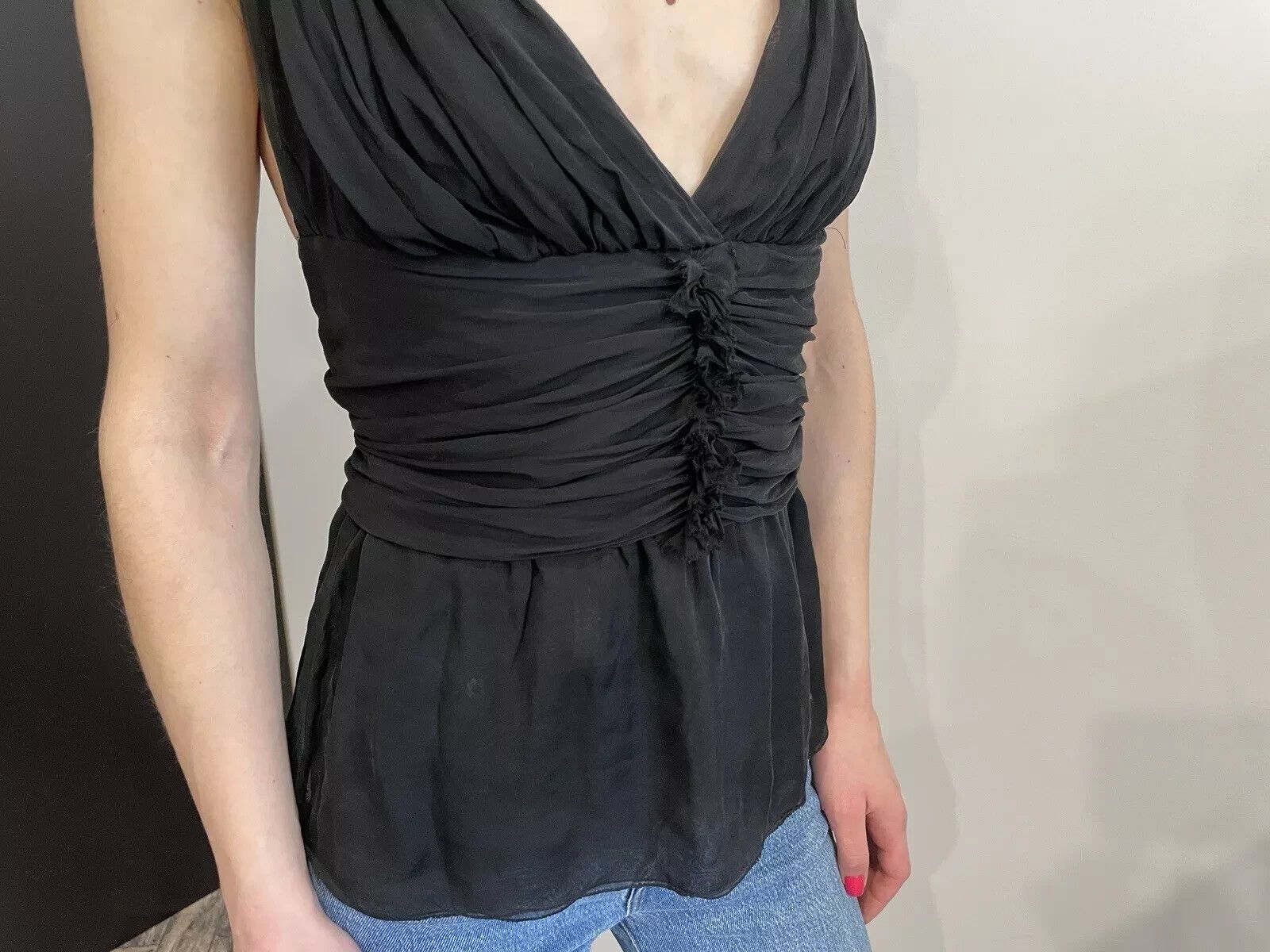 Dolce & Gabbana D&G Mesh Tank Top Corset Zip Up V-neck Womens sexy fitted Size S / US 4 / IT 40 - 3 Thumbnail