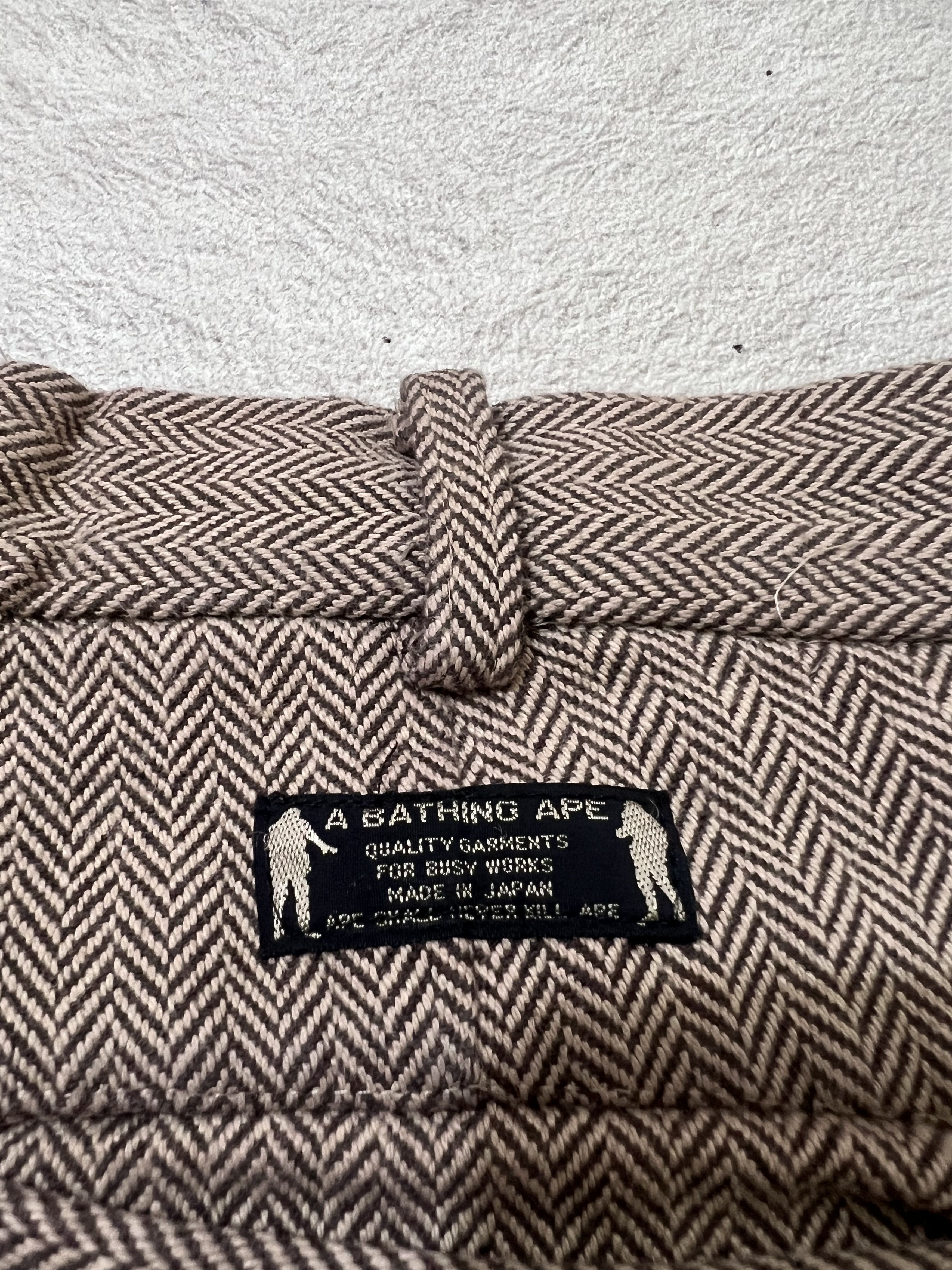 Japanese Brand 2000s Bape Busy Work Wool Herringbone Pants Size US 30 / EU 46 - 6 Thumbnail