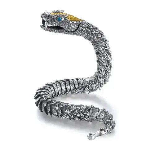 Handmade 24cm Retro Medusa Rattlesnake Bracelet Size ONE SIZE - 1 Thumbnail