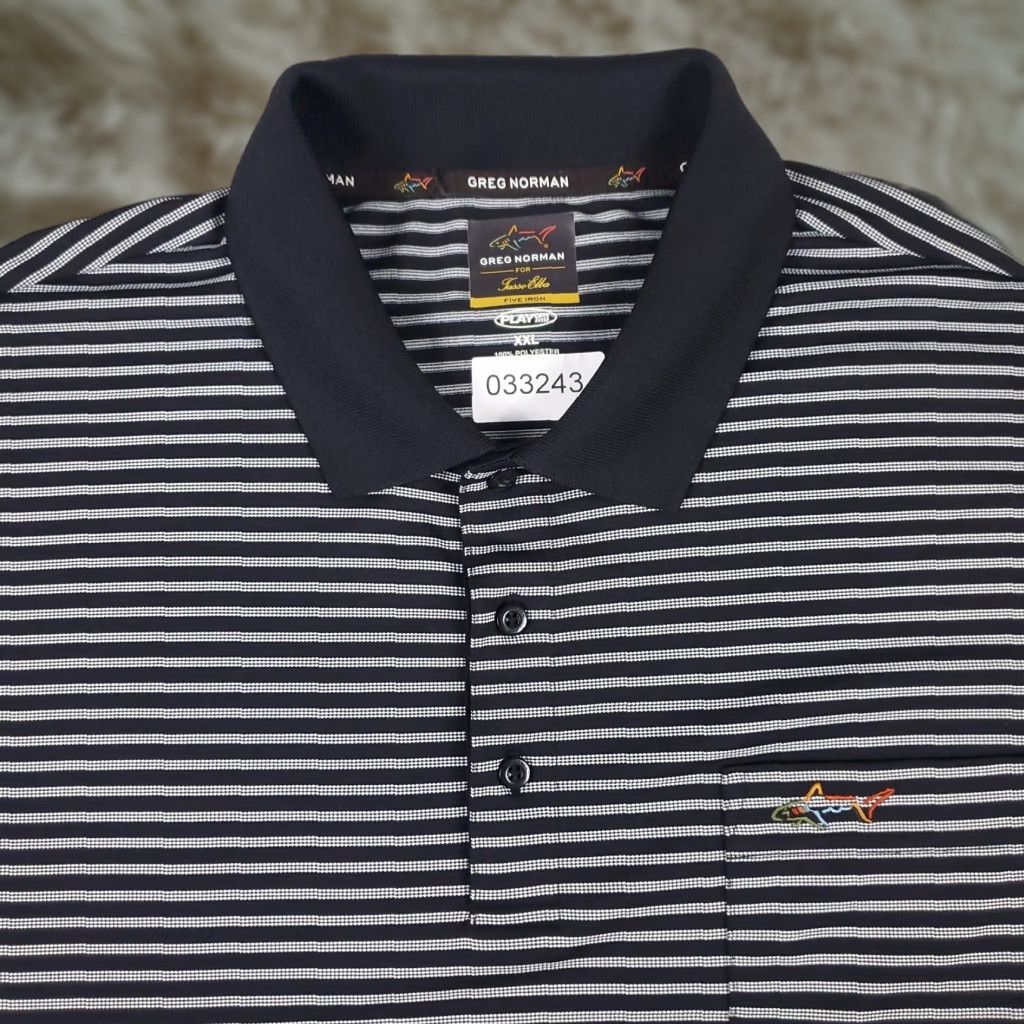 Vintage Greg Norman Polo Shirt Mens 2XL Black Striped Shark Golf Casual Short Sleeve Polo Shirt Size US XXL / EU 58 / 5 - 1 Thumbnail