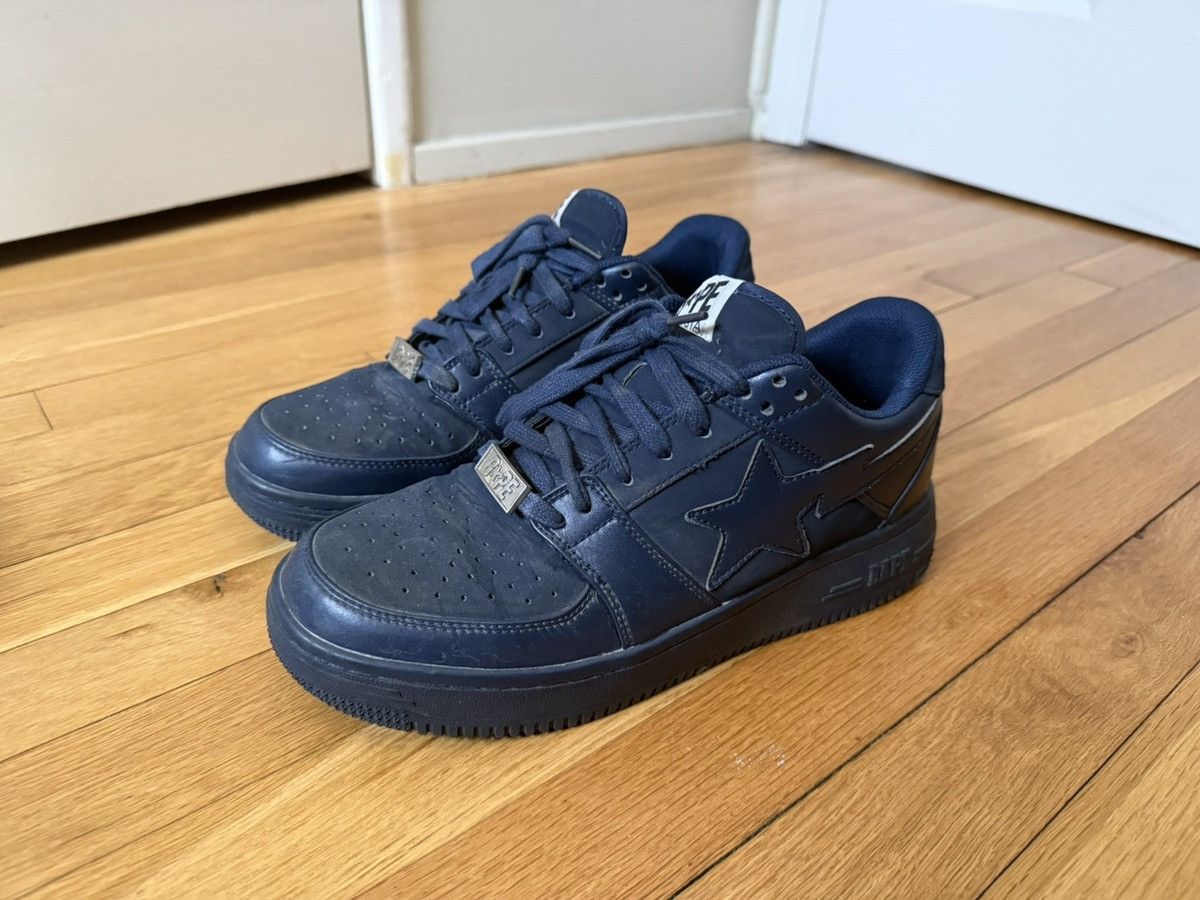 Bape Bape Navy Blue 2008 Leather Bapestas Foot Soldier US9.5 Size US 9.5 / EU 42-43 - 2 Thumbnail