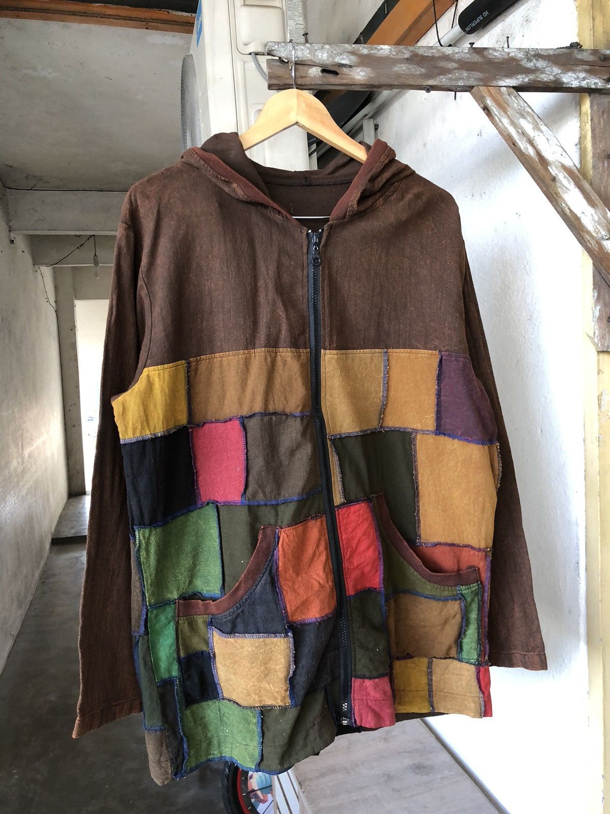 Vintage Unbrands Patchwork Zipper Jacket Hoodie Size US L / EU 52-54 / 3 - 3 Thumbnail