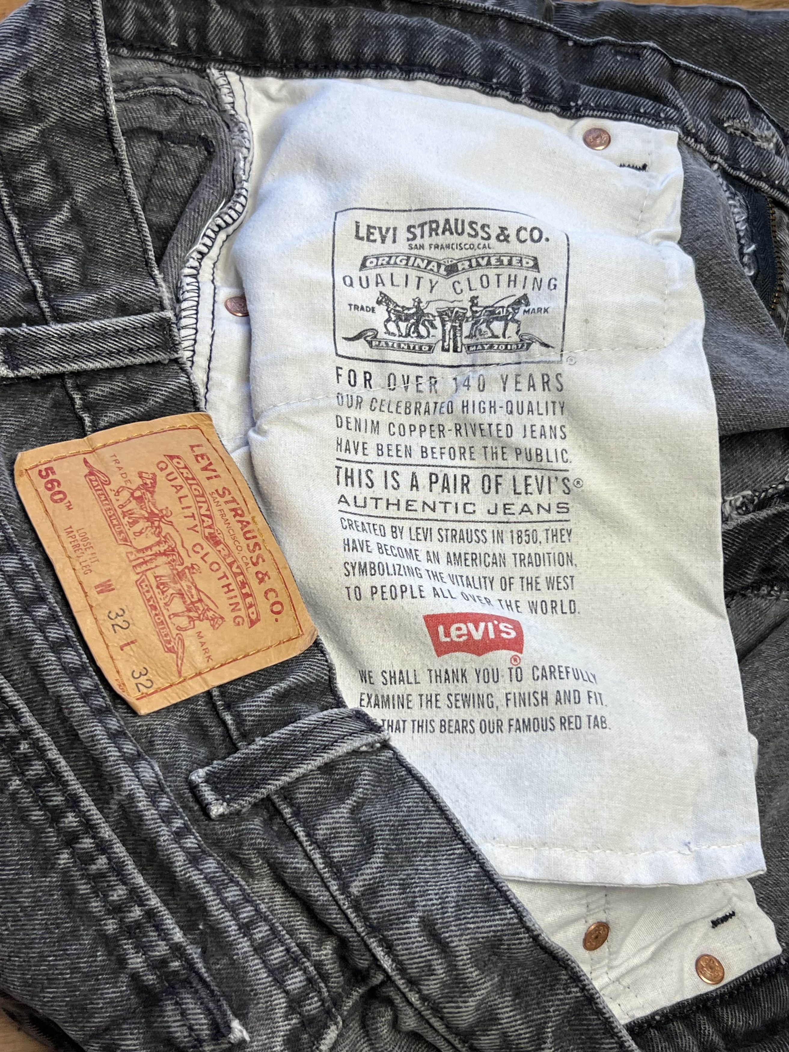 Levi's Vintage 560 Black Levi's Loose Fit Tapered Leg Denim Jeans Size US 30 / EU 46 - 7 Thumbnail