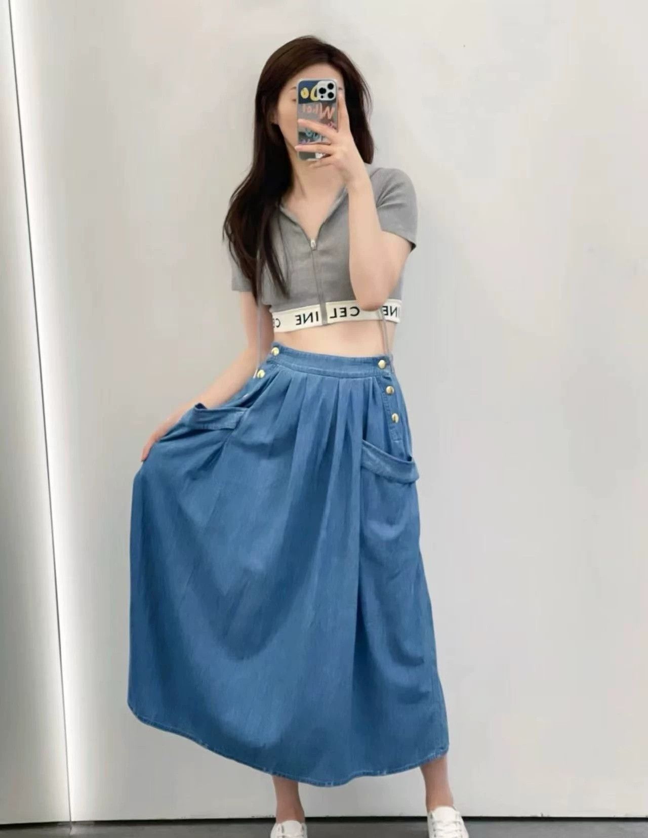 Celine Celine Washed Blue Denim Maxi 28 Triomphe Buckle Size 28" / US 6 / IT 42 - 6 Thumbnail