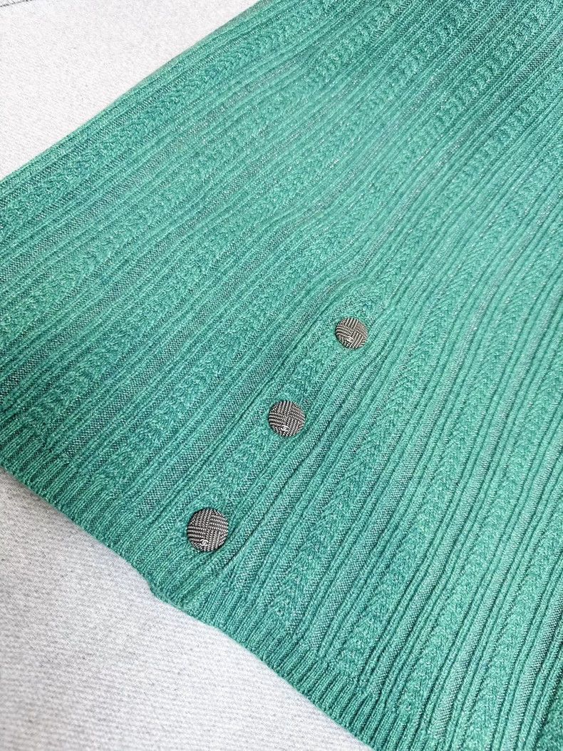 Chanel Chanel Green and silver silk cashmere knitted skirt Size 24" / US 00 / IT 34 - 3 Thumbnail