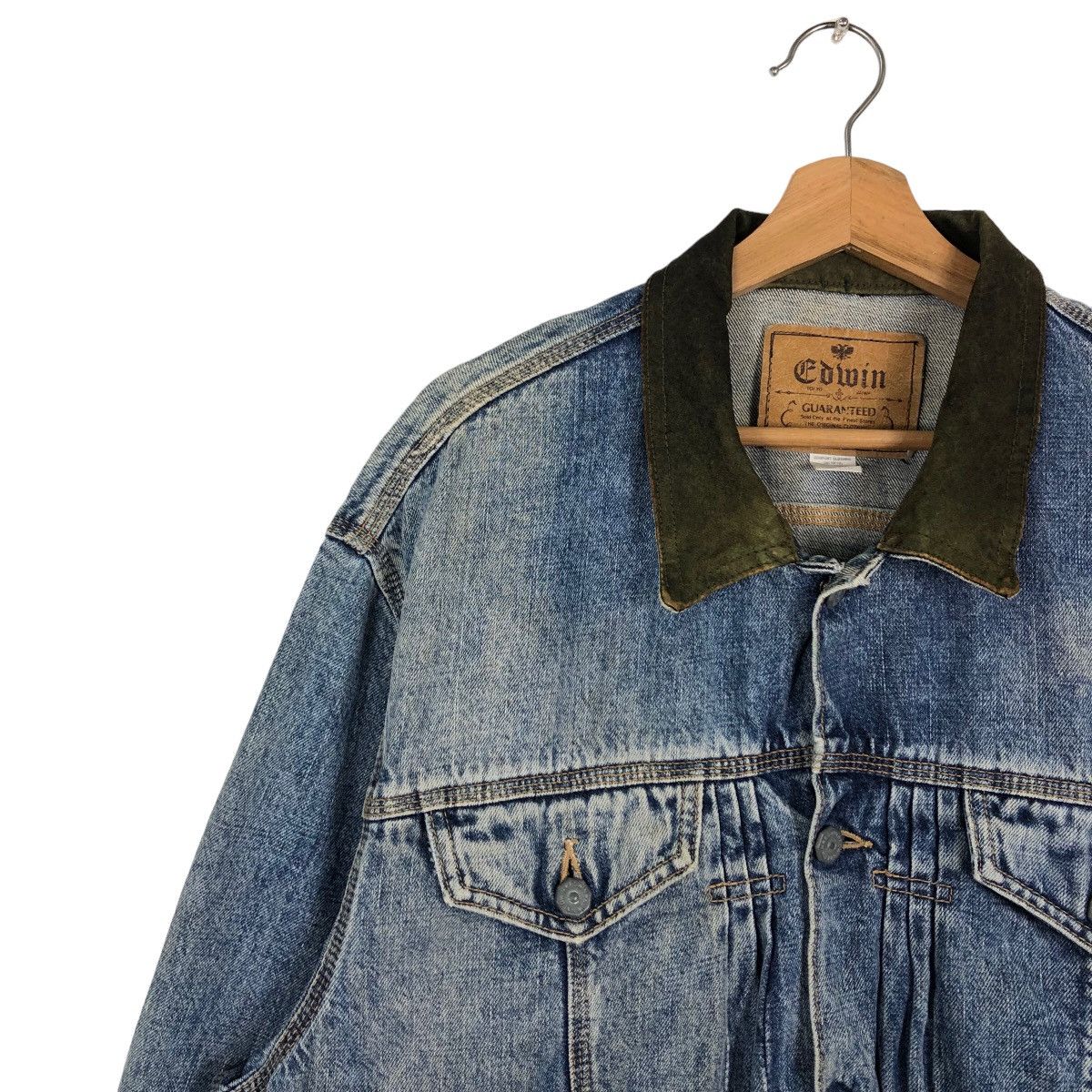 Vintage 🔥80s Vintage Edwin Denim Jacket Union Made Biker Racer Wear Size US L / EU 52-54 / 3 - 6 Thumbnail
