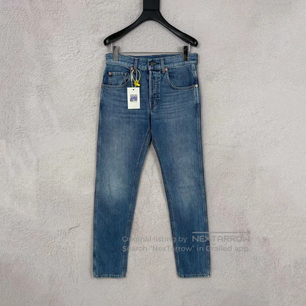 Gucci by Demna Horsebit Jeans in Washed Black/Grey Denim (IT 34