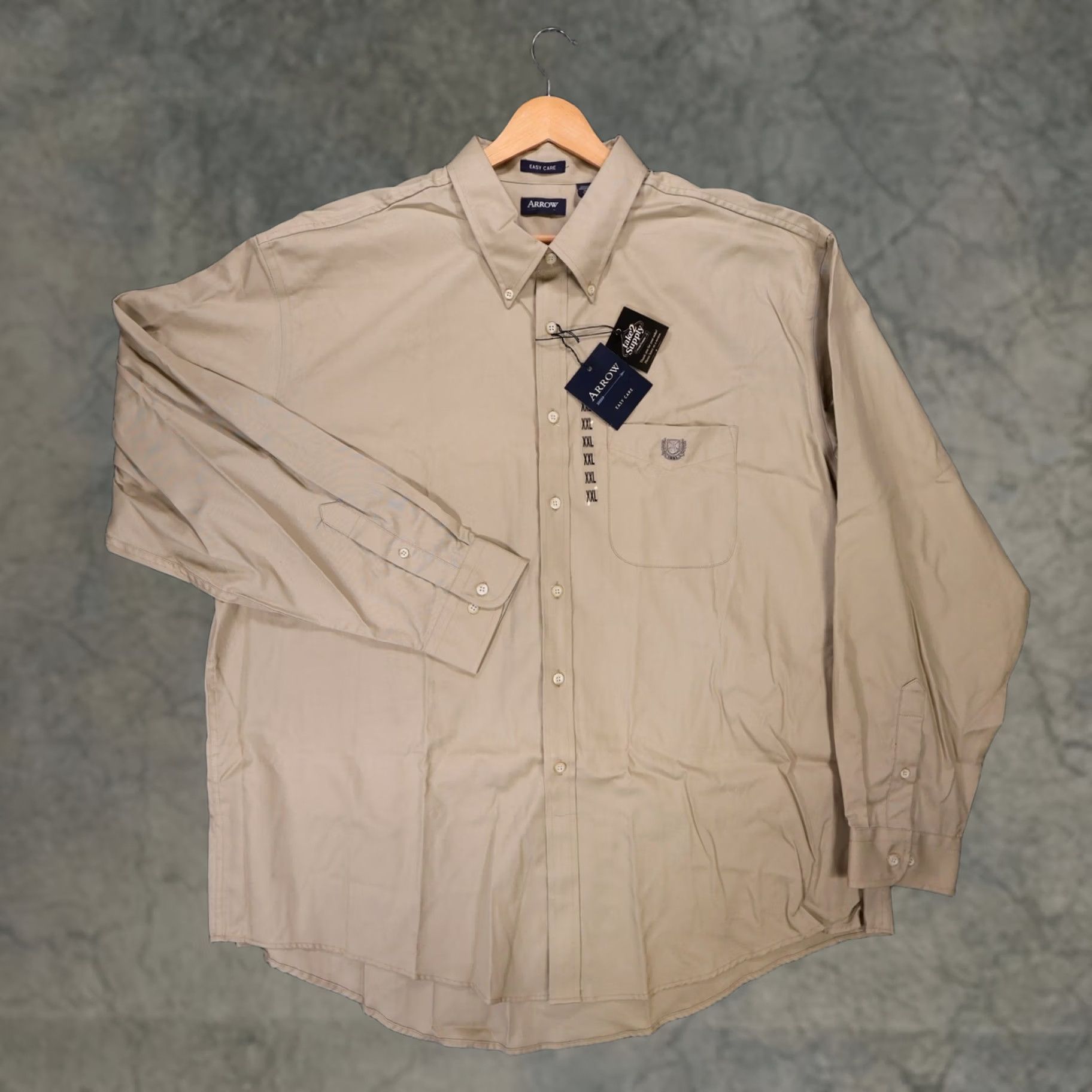 Arrow VINTAGE Arrow Button Down Shirt Mens XXL Tan Easy Care Long Sleeve Size US XXL / EU 58 / 5 - 1 Thumbnail