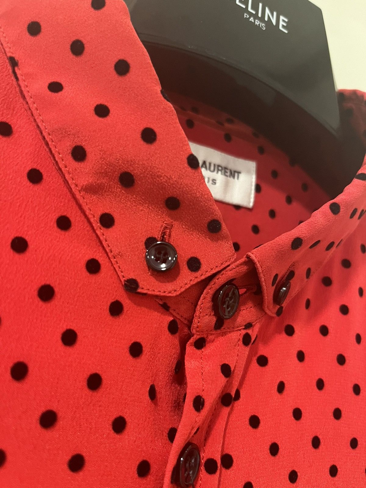 Saint Laurent Paris polka dots silk shirt collar size40 Size US M / EU 48-50 / 2 - 6 Thumbnail