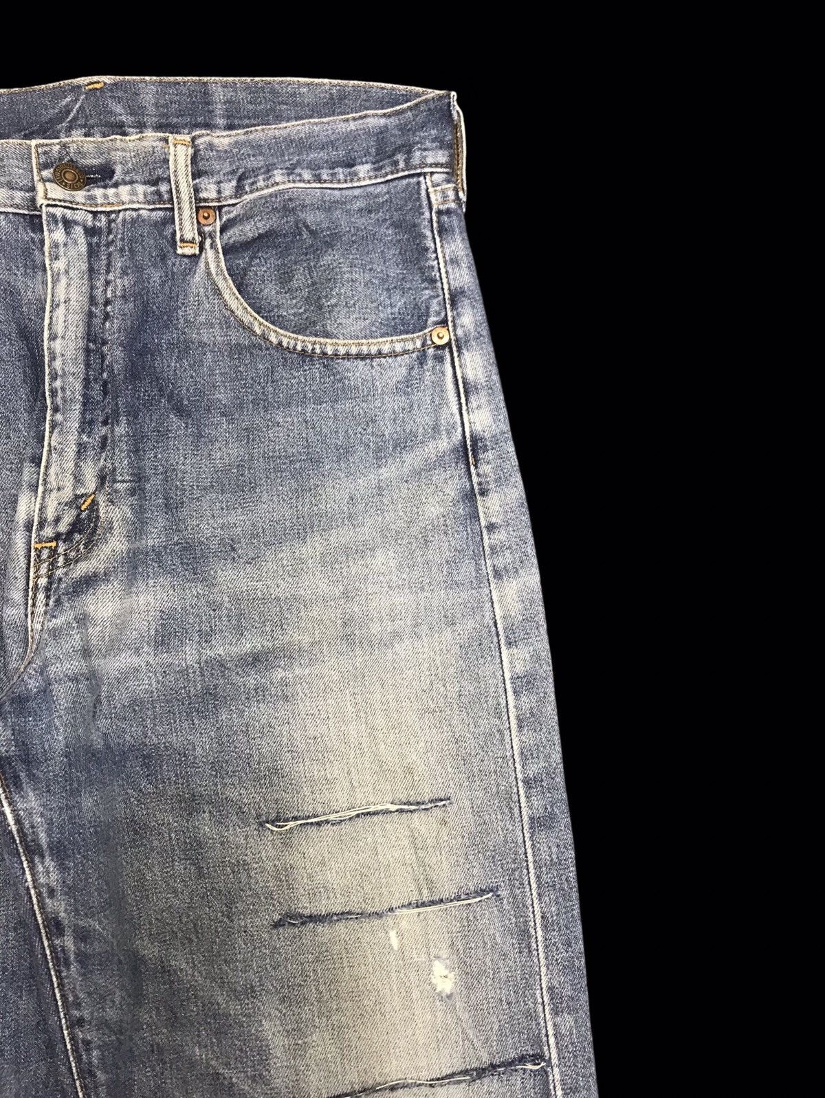 Levi's 💥THRASHED💥Vintage Levis 551ZXX BIG E LVC Thrshd Denim F182 Size US 33 - 2 Thumbnail
