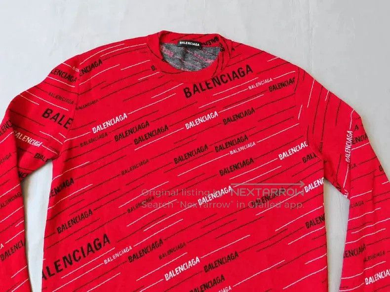 Balenciaga Balenciaga Logo Print Red Wool Sweater. Size US S / EU 44-46 / 1 - 3 Thumbnail