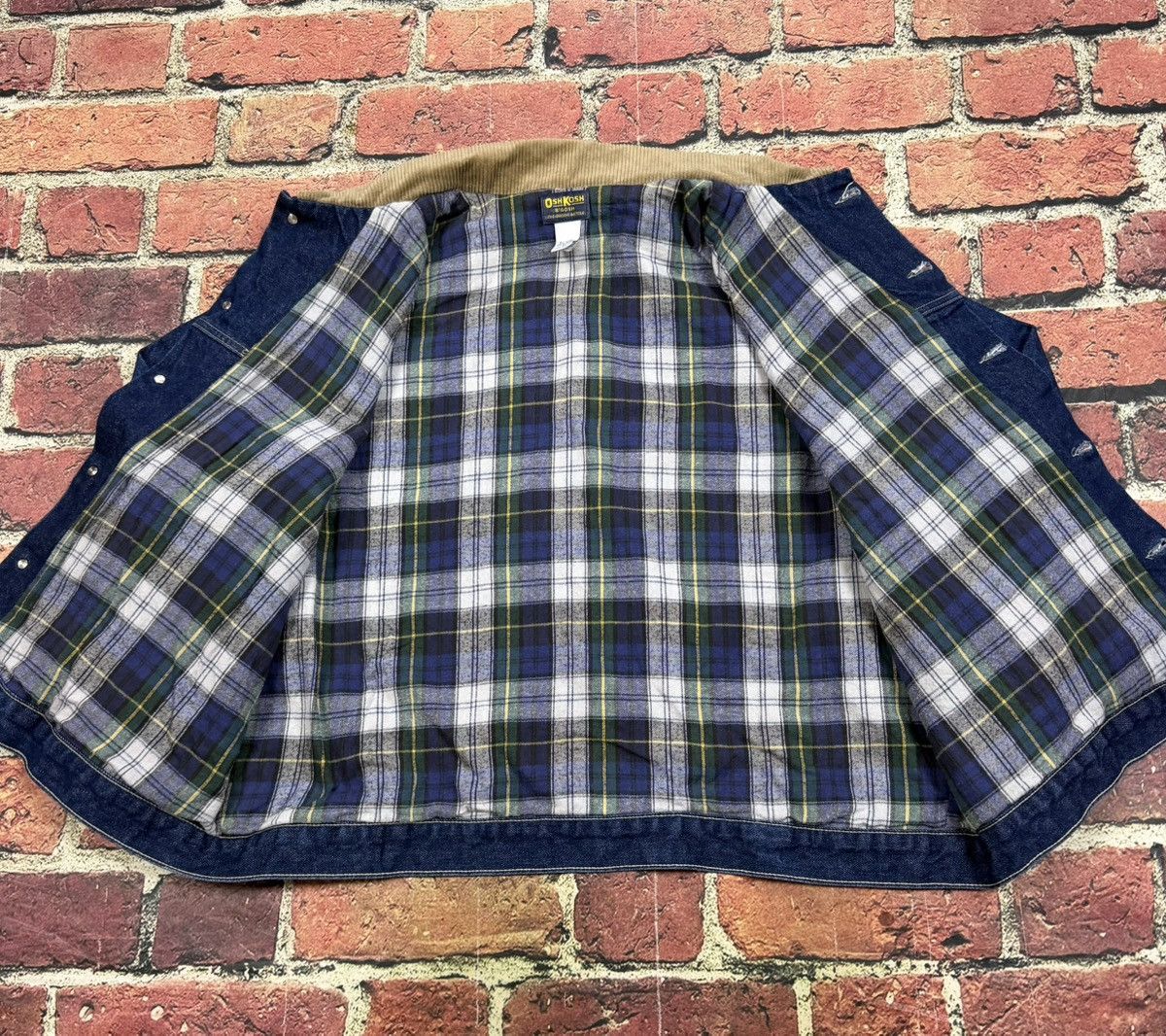 Oshkosh Vintage 80s OshKosh Bgosh Flannel Lined Denim Trucker Jacket Size US XL / EU 56 / 4 - 5 Thumbnail