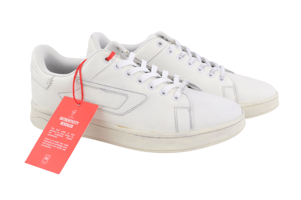 Diesel S-ATHENE LOW EU41 White Leather Lace Light Logo 40557 Size US 8.5 / EU 41-42 - 2 Thumbnail