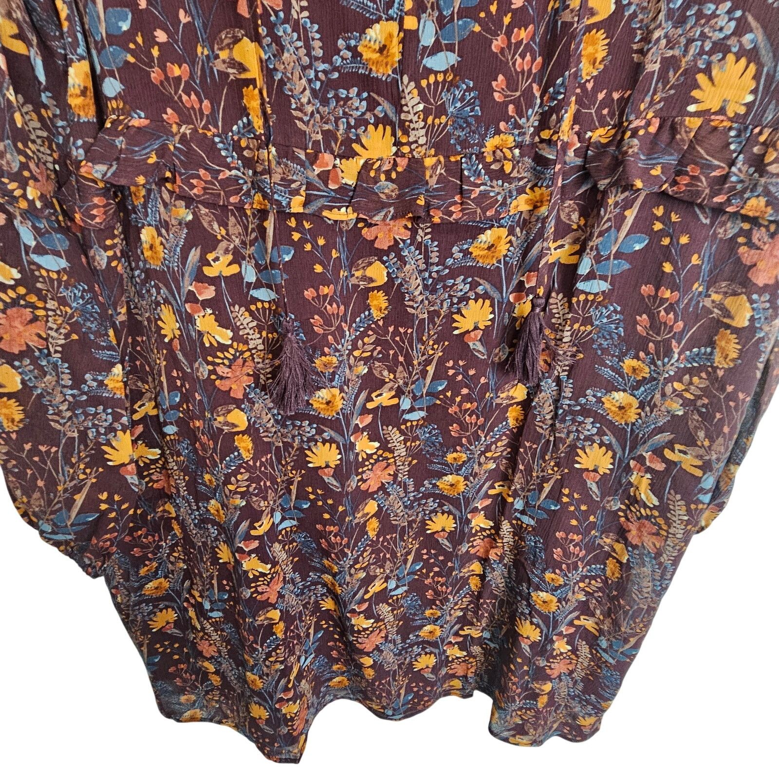Arnette Garnet Hill Womens Silk Dress Autumn Floral Boho Peasant Size M / US 6-8 / IT 42-44 - 3 Thumbnail