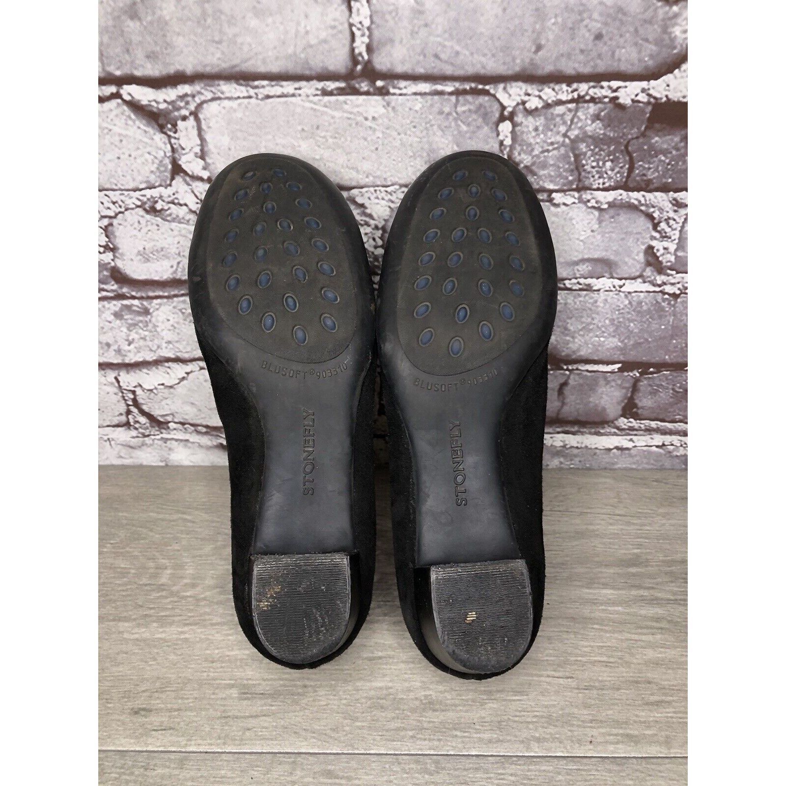 Other Stonefly Black Suede Leather Slip On Round Toe Dress Heels W Size US 8.5 / IT 38.5 - 7 Thumbnail
