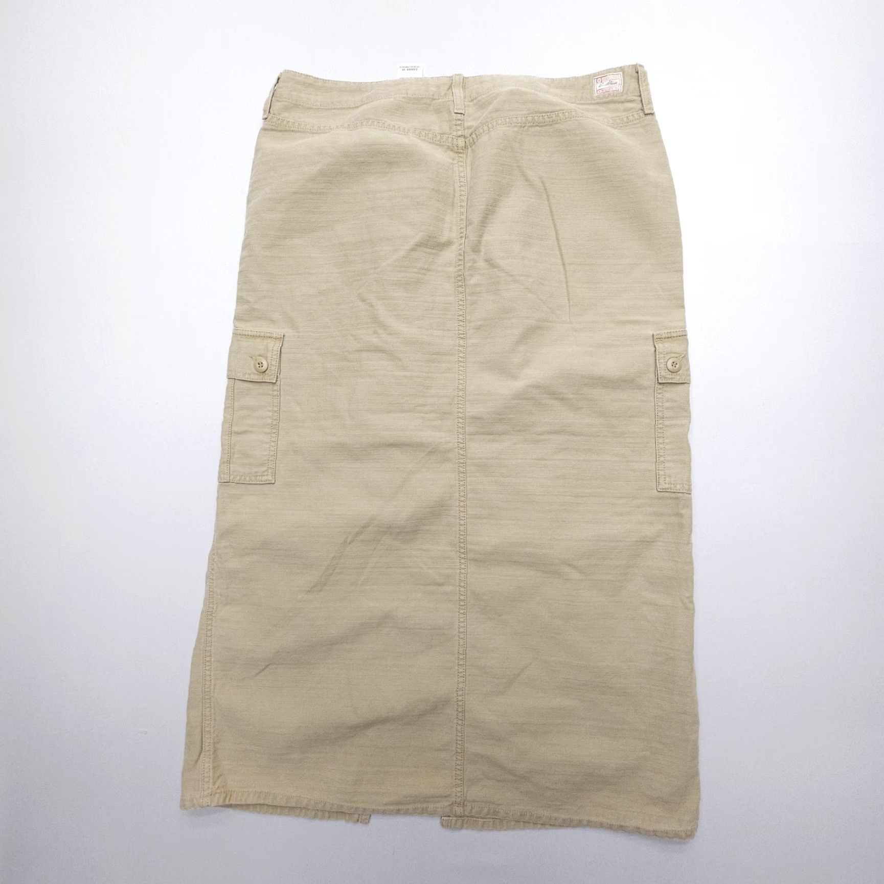 Levi's VINTAGE Levi's Levi's Strauss Maxi Cargo Skirt Womens 16 Tan Front Slit Long Y2K 2000's Size 38" / US 16 / IT 52 - 2 Thumbnail