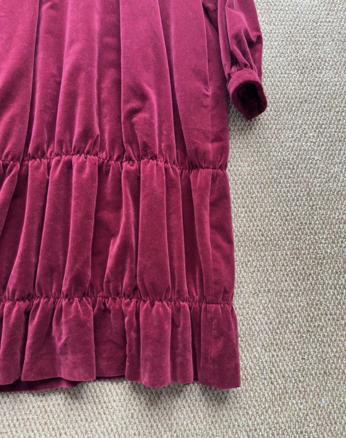 Comme des Garcons COMME des GARÇONS Burgundy Velvet Furry Collar Dress K23 Size S / US 4 / IT 40 - 2 Thumbnail