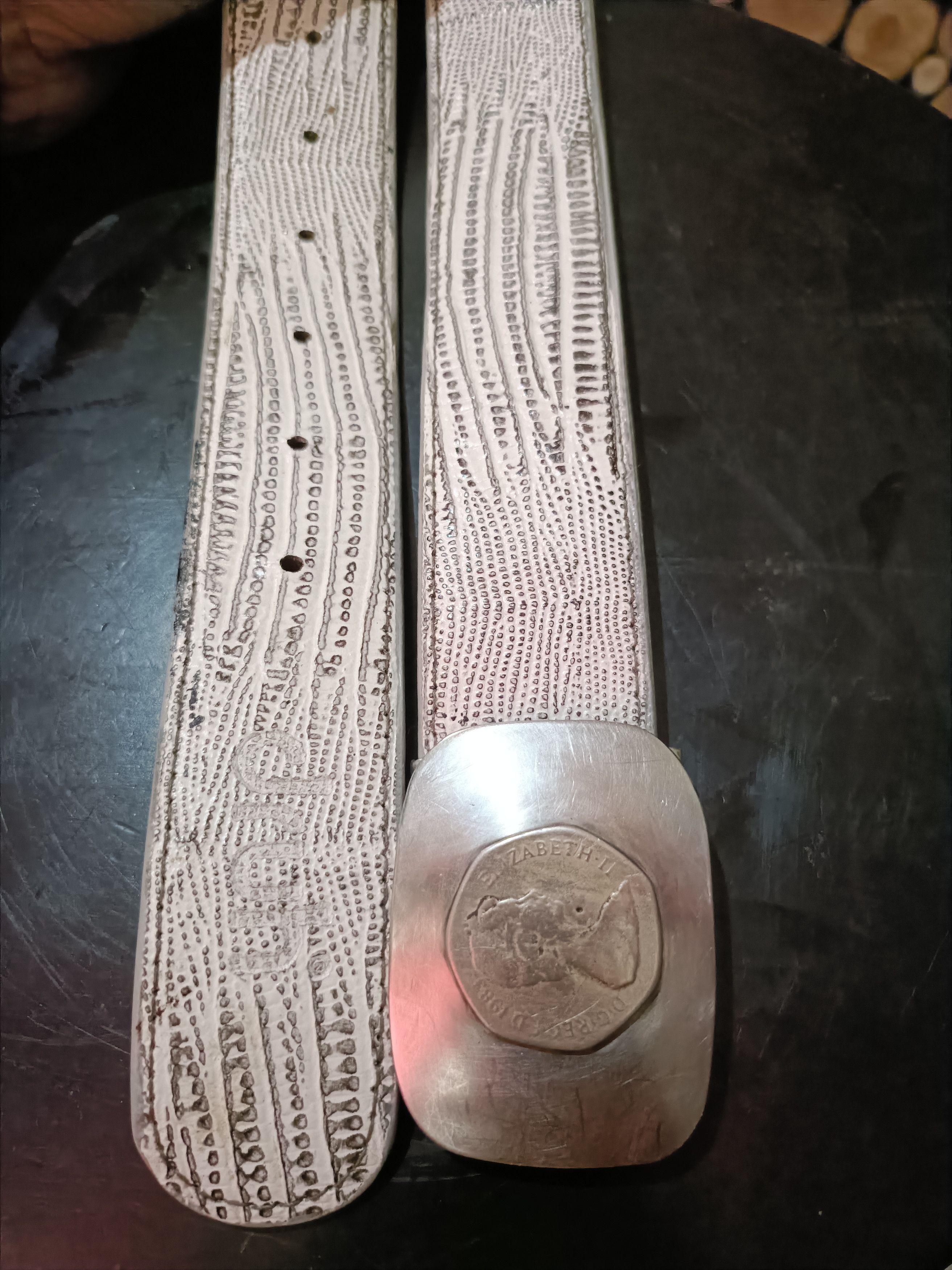 Handmade Druh golf custom buckle lizard leather belt Size 36 - 2 Thumbnail
