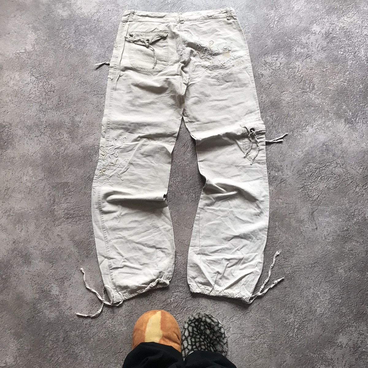 Vintage Vintage 90s Baggy Cargo Pants Parachute Flared Streetwear 29 Size 29" - 6 Thumbnail