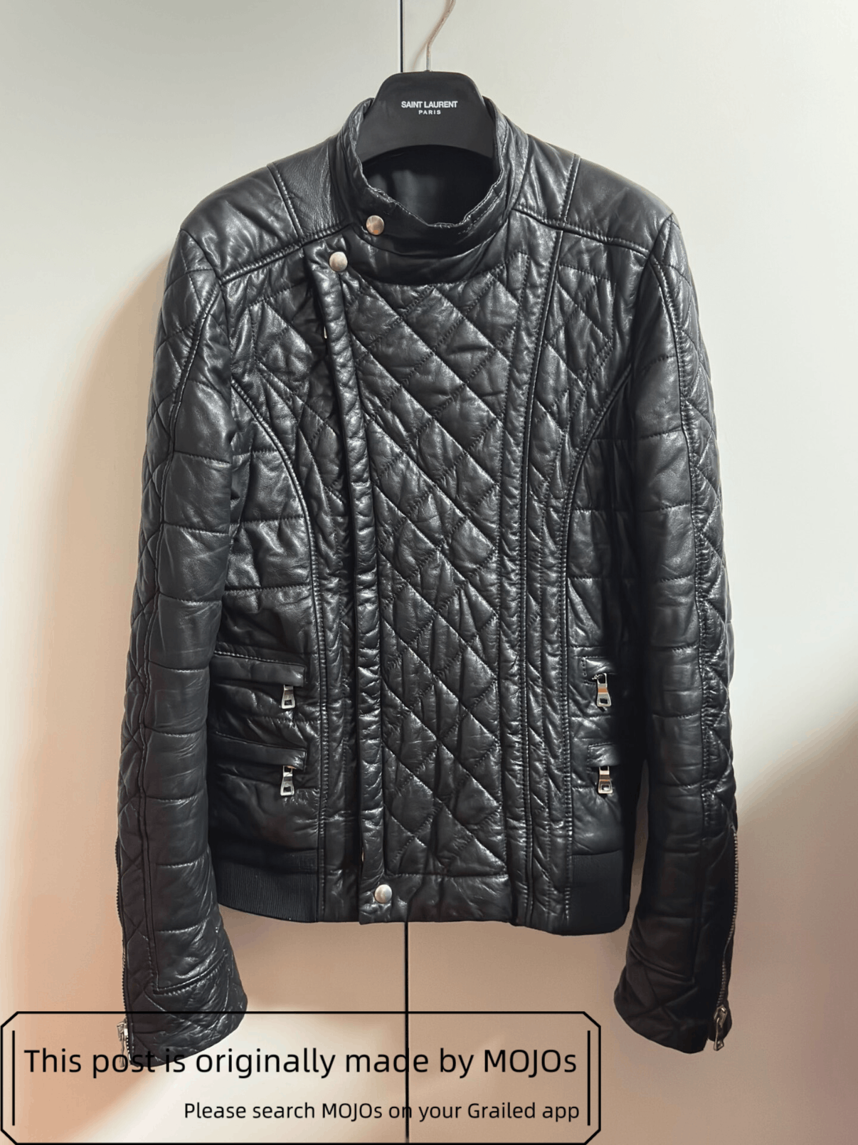 Balmain Sz 46 Balmain Padded Leather Bike Jacket mojos3222 Size US S / EU 44-46 / 1 - 1 Thumbnail