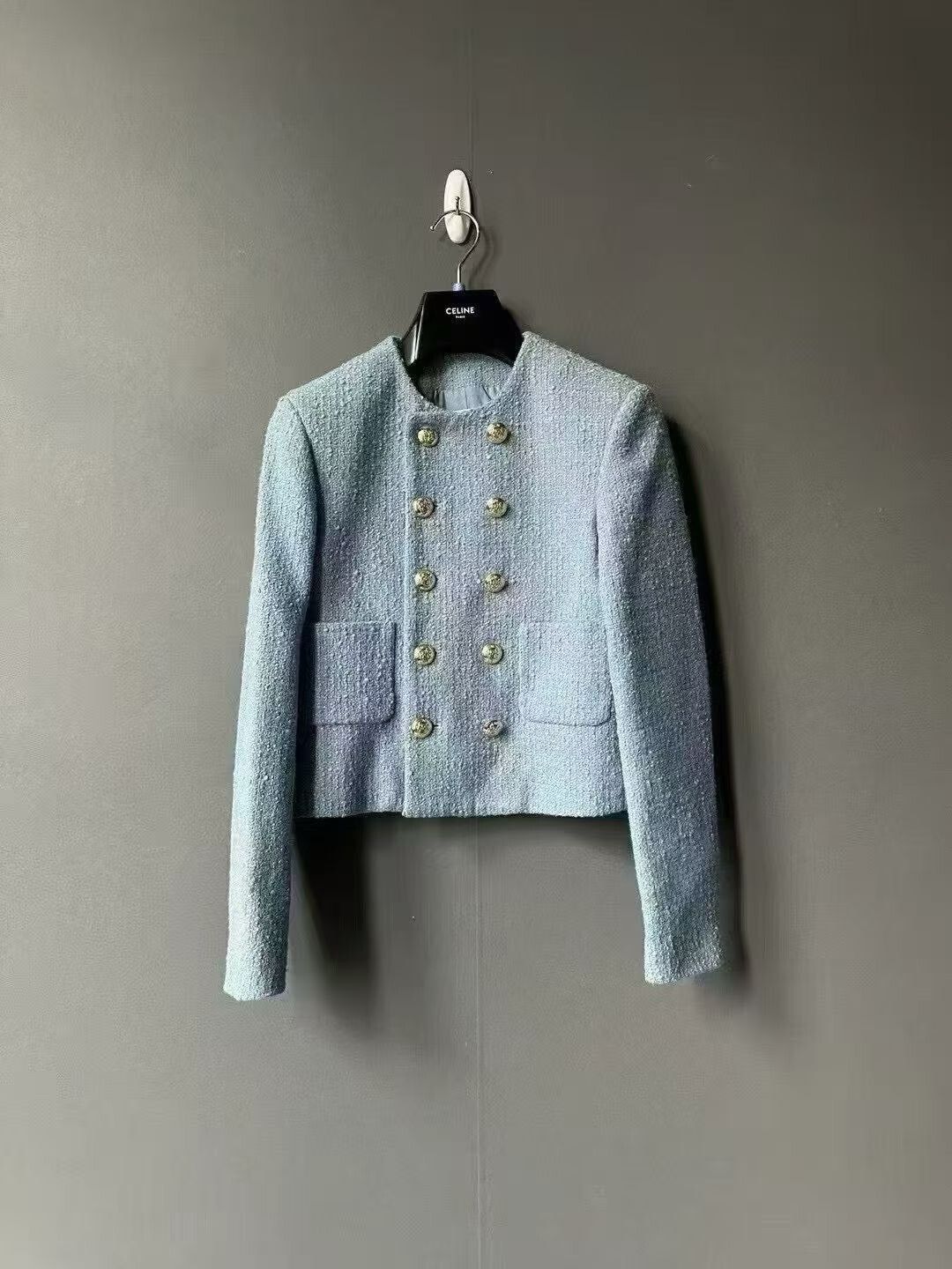 Celine Double-Breasted Tweed Coat
