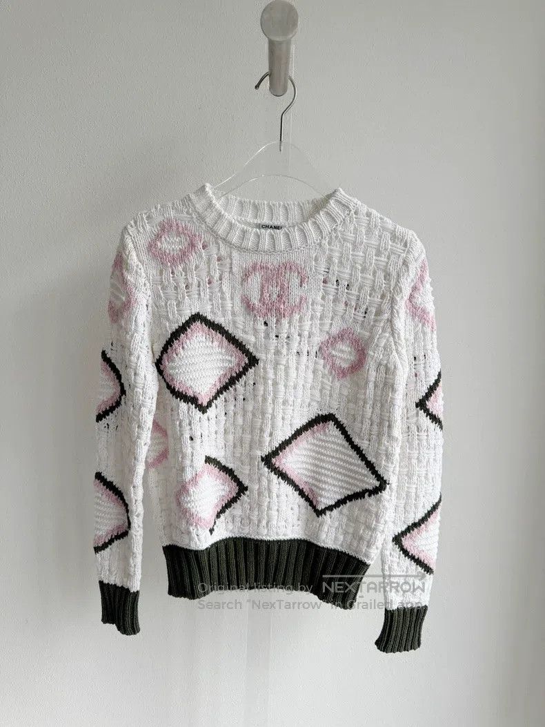 Chanel Chanel 20p beige geometric pattern hollow knitwear sweater Size XXS / US 00 / IT 34 - 3 Thumbnail