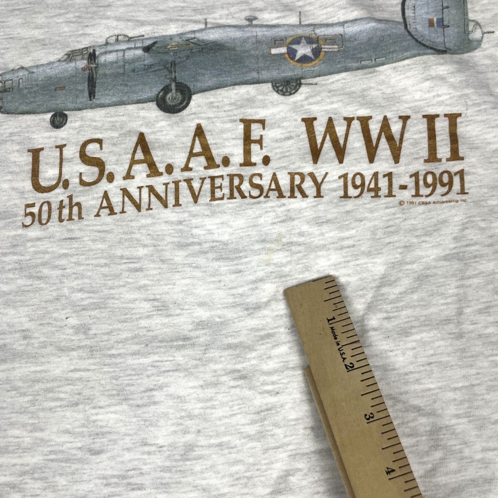 Hanes VINTAGE USAAF WW2 Anniversary T Shirt Adults XL Gray Military Airplane Plane Rare Hanes Beefy-T M◦ Size US XL / EU 56 / 4 - 6 Thumbnail
