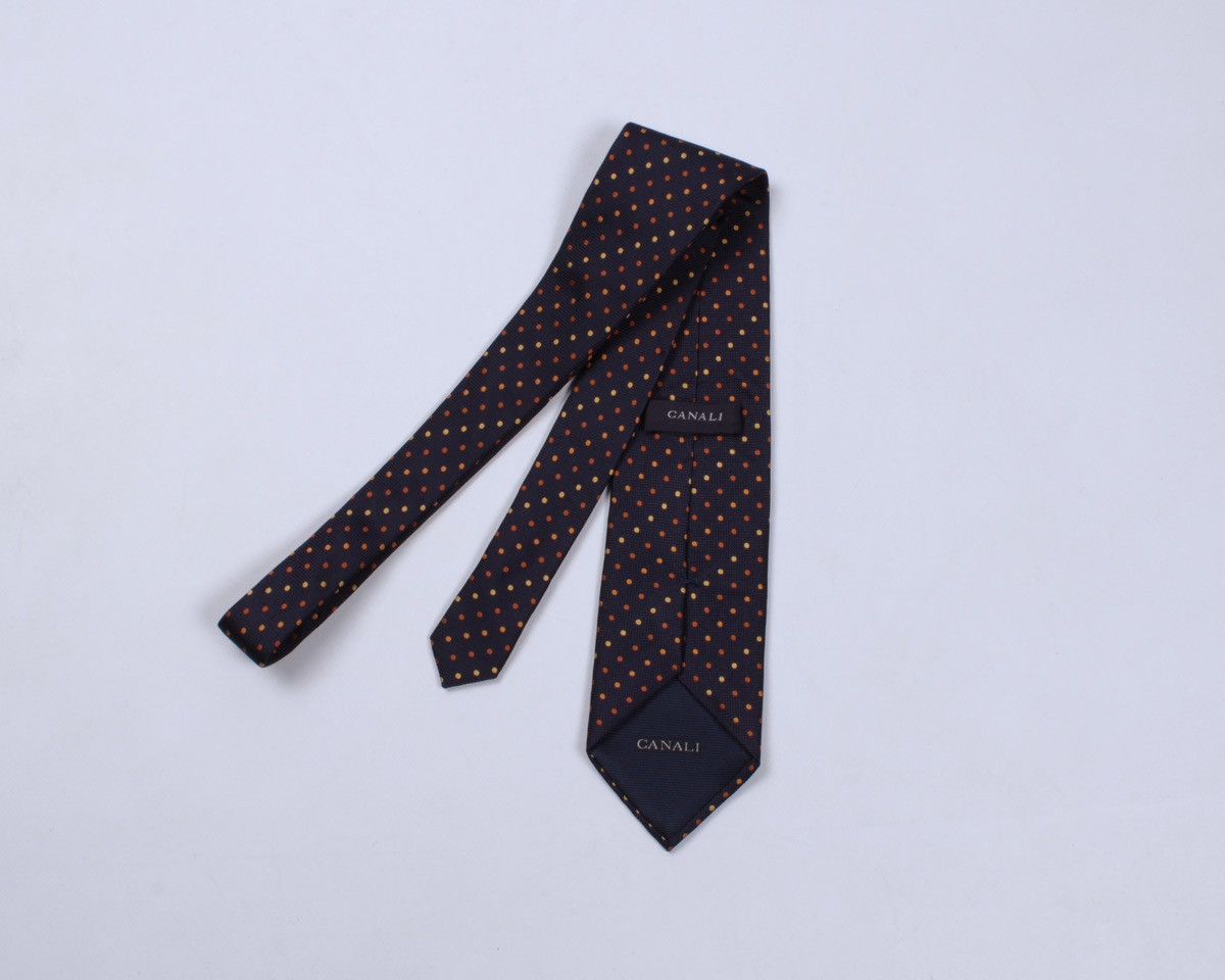 Canali × Designer CANALI Polka Dot Navy Blue Silk Tie Size ONE SIZE - 2 Thumbnail