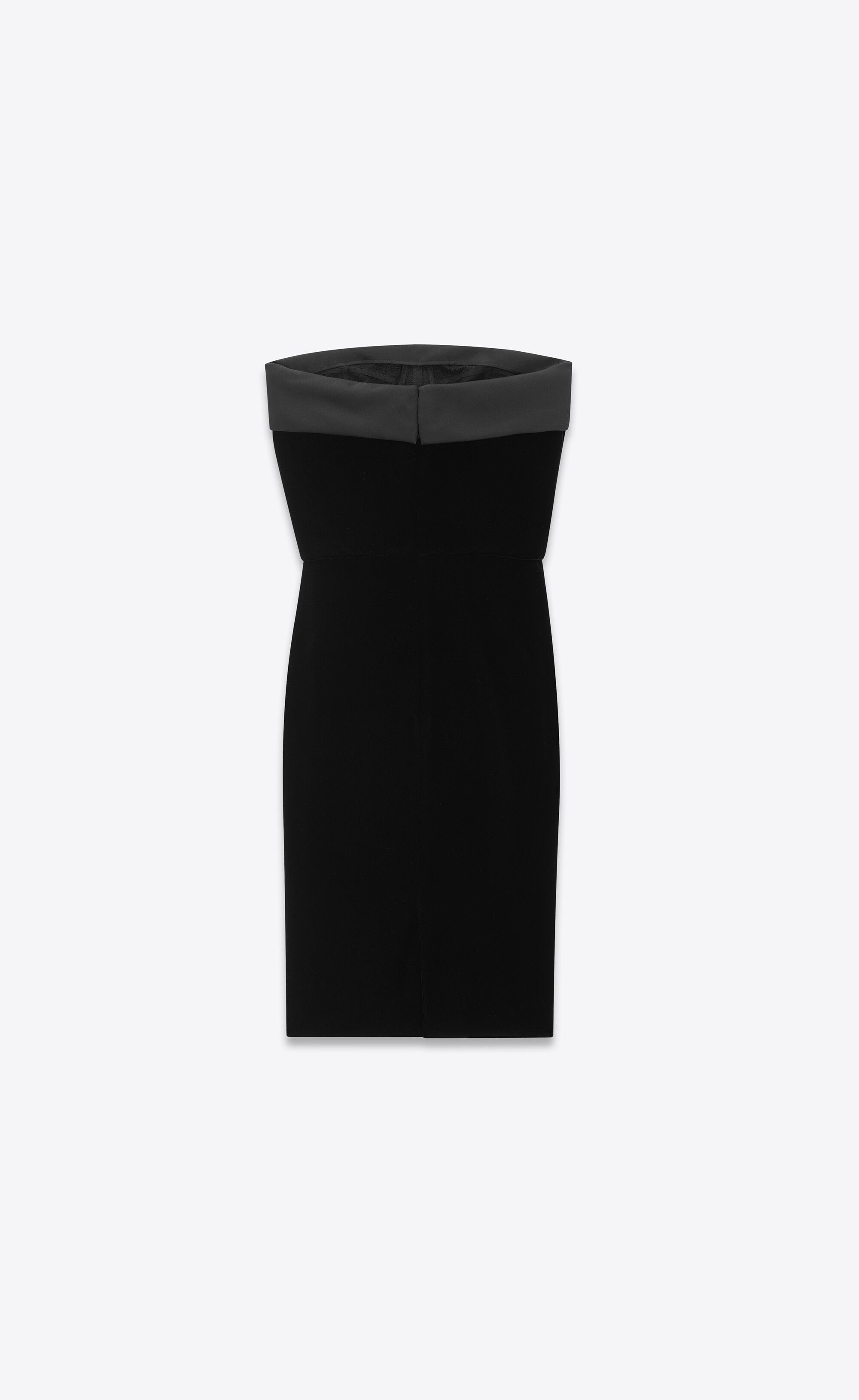 Saint Laurent Paris o1b1hav110525 760956 Strapless Pencil Dress in Velvet Black Size M / US 6-8 / IT 42-44 - 2 Thumbnail