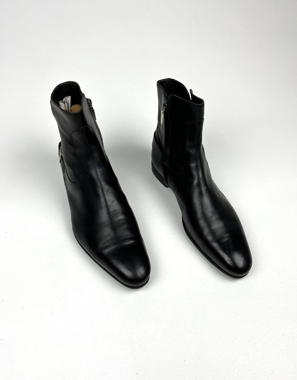 Gucci GUCCI Boots Ankle Leather Shoes Side Zip Straps Black Men’s Size US 7.5 / EU 40-41 - 1 Thumbnail