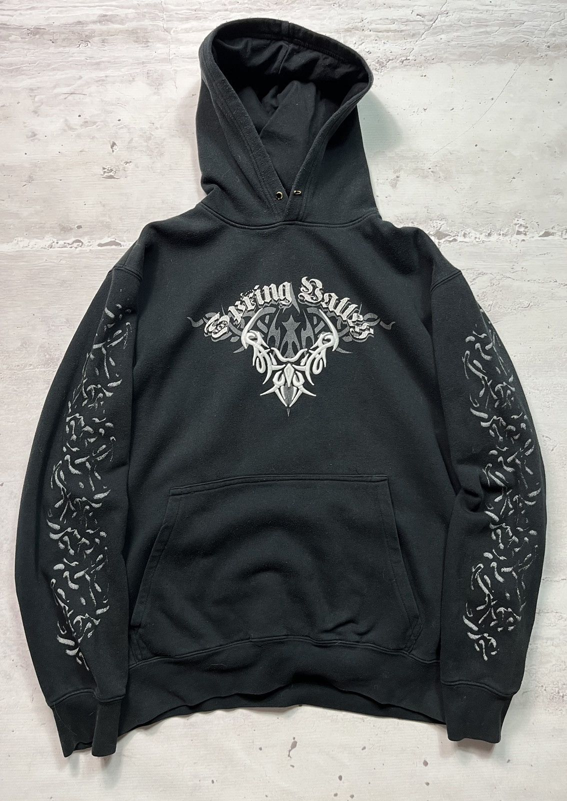 Band Tees × Vintage Vintage Demonic Tribal Hoodie Washed Band Metal Rock 90s Size US L / EU 52-54 / 3 - 2 Thumbnail