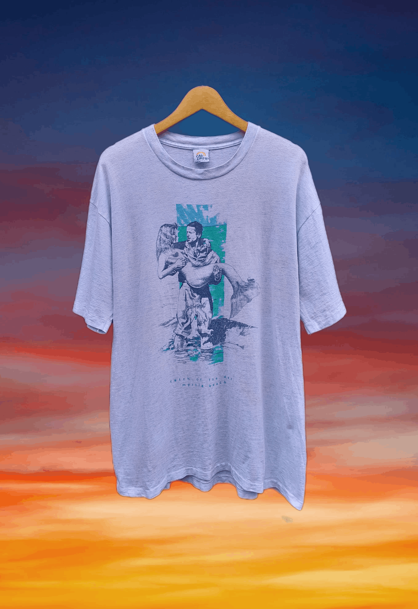 Vintage Vintage Sea Dog Mermaid and fisherman art t-shirt Size US XL / EU 56 / 4 - 1 Thumbnail