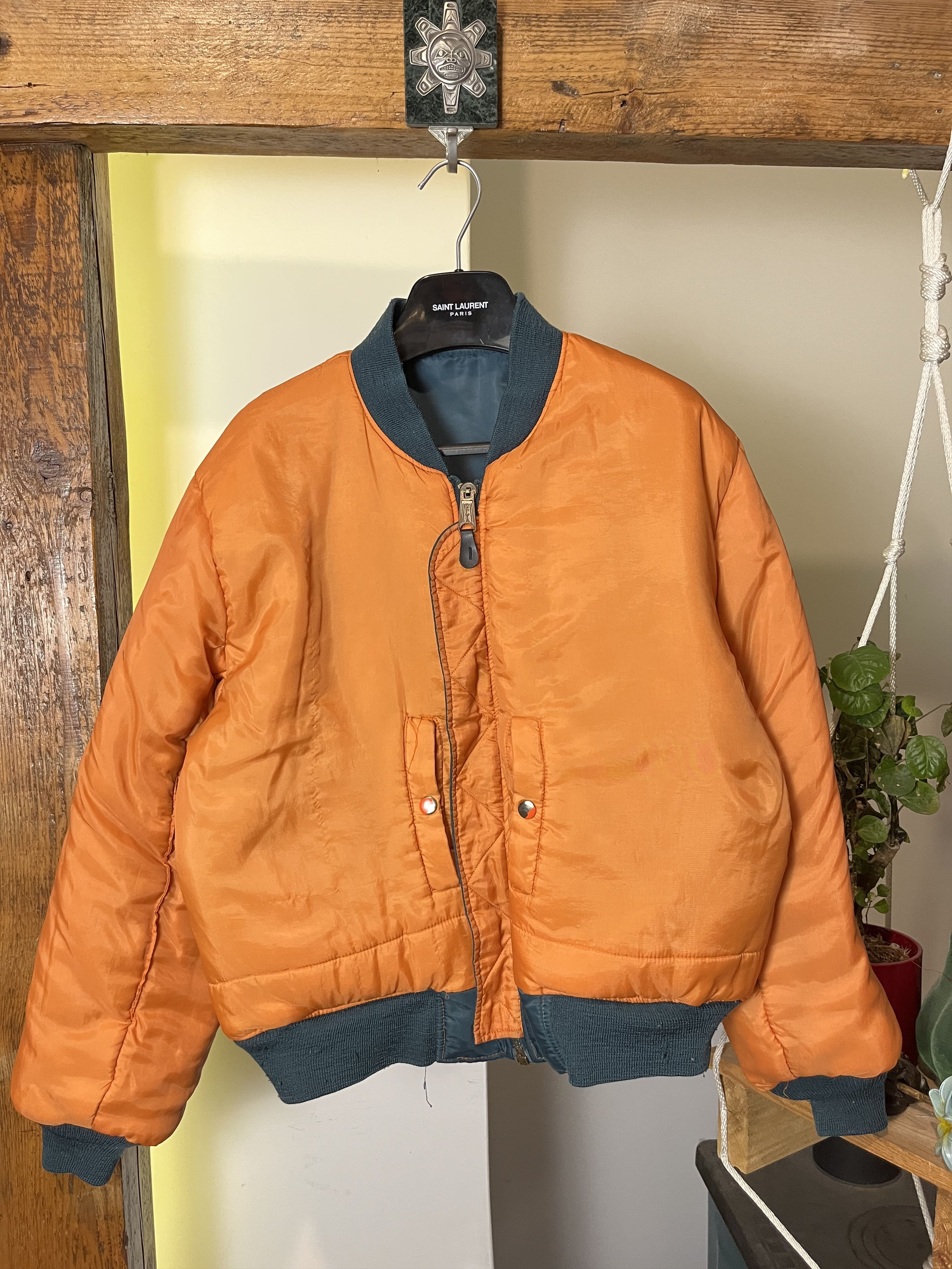Vintage 90s Reversible MA-1 USA Bomber Flyer Jacket Military Size US L / EU 52-54 / 3 - 3 Thumbnail