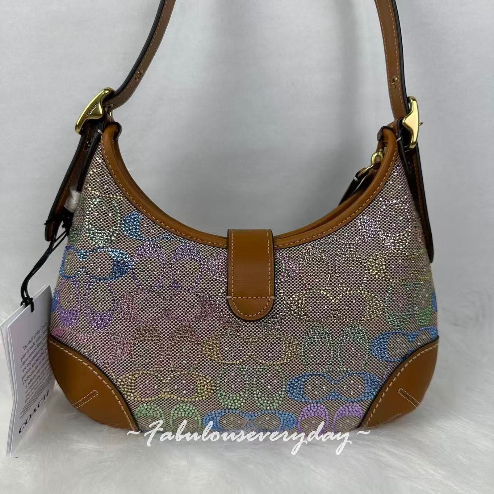 Coach Coach Hamptons HobO Shoulder Crystal Sig Jacquard Rainbow Size ONE SIZE - 3 Thumbnail