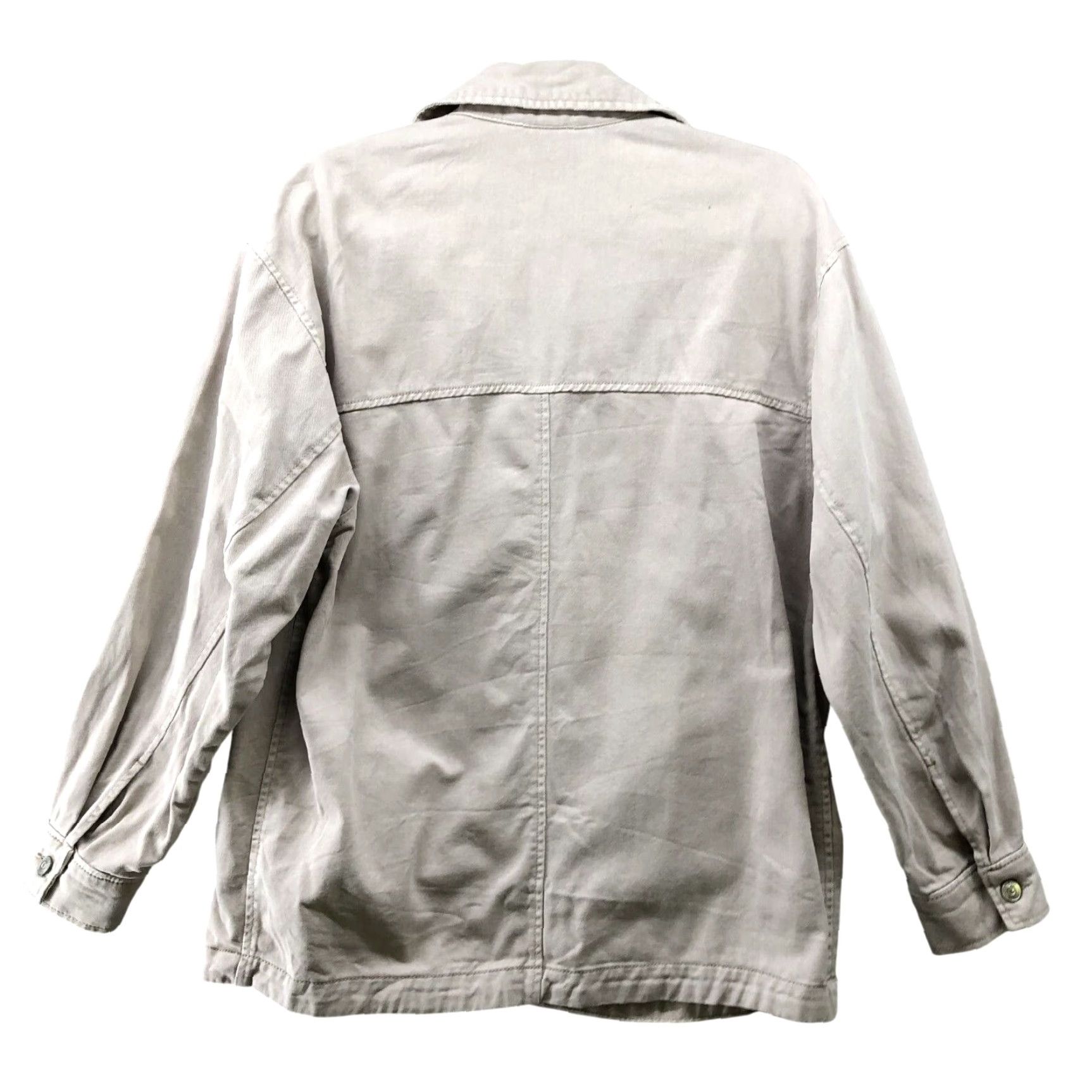 H&M H&M Womens Denim Jacket Oversized M Beige Taupe Cotton Twill Shacket Size M / US 6-8 / IT 42-44 - 2 Thumbnail