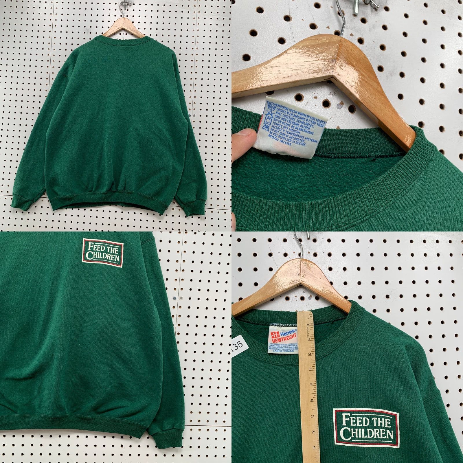 Hanes VINTAGE Feed The Children Sweatshirt Mens Large Green Fleece 90s Crewneck Heavy Size US L / EU 52-54 / 3 - 8 Thumbnail