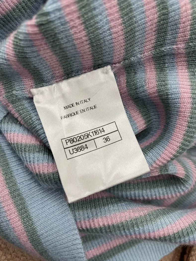 Chanel Chanel 25B pink blue striped cashmere short sleeves Size XS / US 0-2 / IT 36-38 - 6 Thumbnail