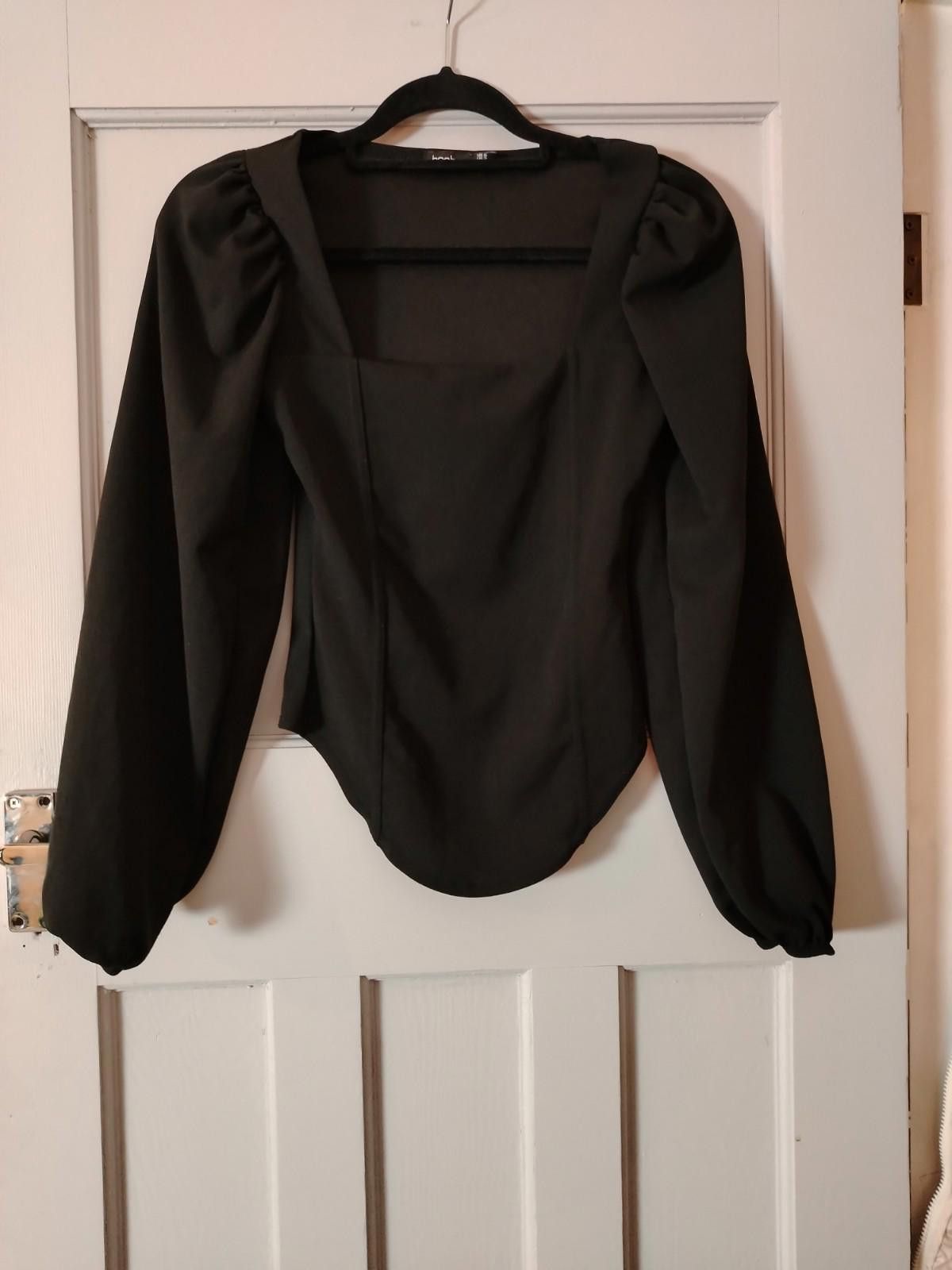 Boohoo Boohoo black square neck corset style long sleeve top uk6 Size XS / US 0-2 / IT 36-38 - 2 Thumbnail