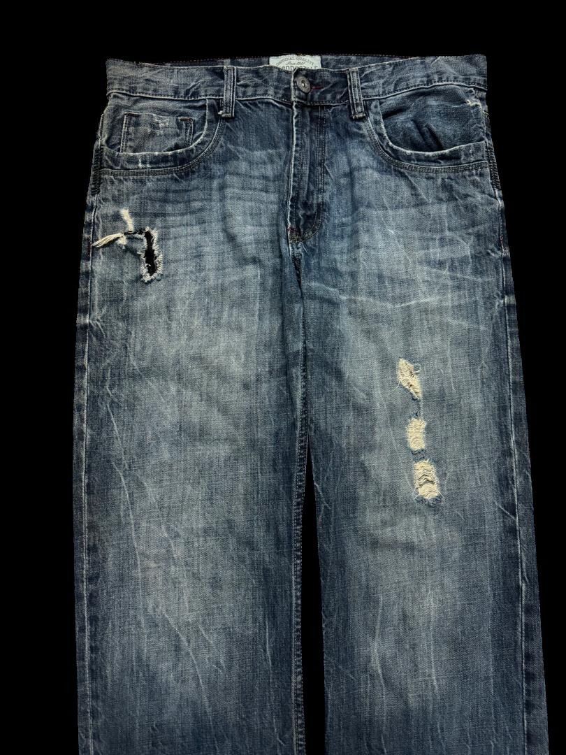 Japanese Brand Insane Aeropostale Mudwash Distressed Ripped Straight Leg Size US 33 - 3 Thumbnail