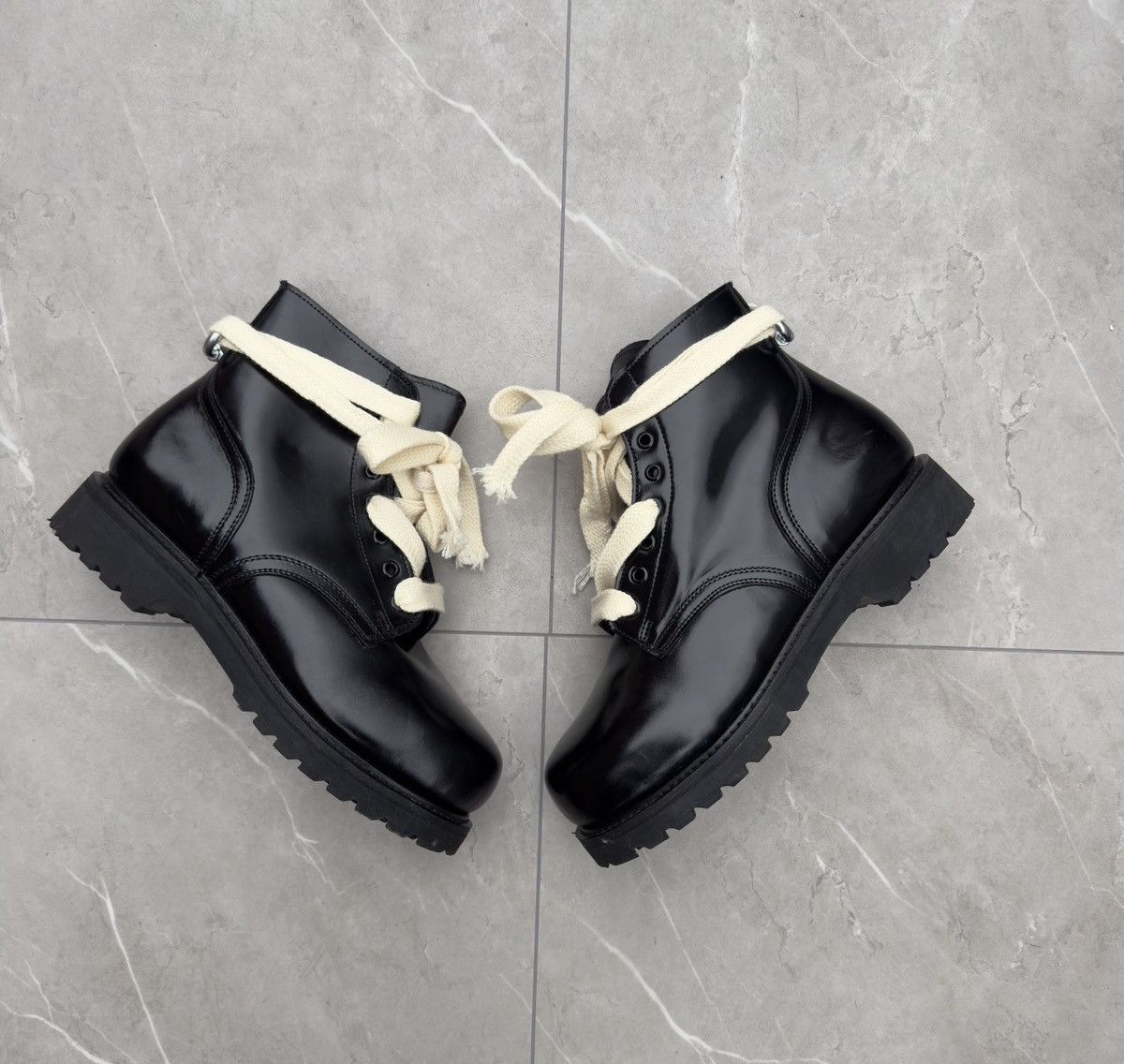 Other 1980s Vintage Leather Combat Ankle Boots Size US 13 / EU 46 - 6 Thumbnail